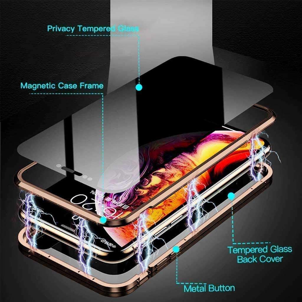 Techicon Privacy Magnetic Case Compatible with iPhone 12 Mini, Anti Peep Magnetic Adsorption Privacy Screen Protector Double Sided Tempered Glass Metal Bumper Frame Anti Peeping Anti-Spy Phone Case 5