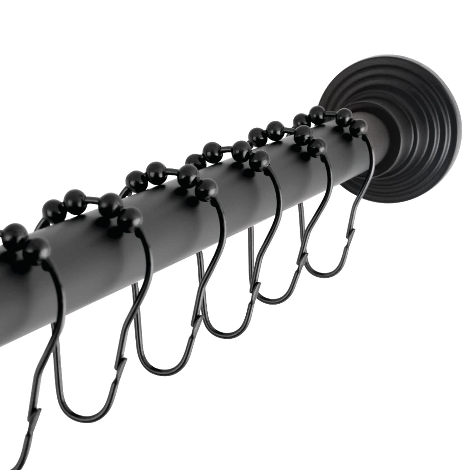 Kingston Brass SCC2710 Edenscape 60"-72" Stainless Steel Adjustable Tension Shower Curtain Rod with Rings, Matte Black