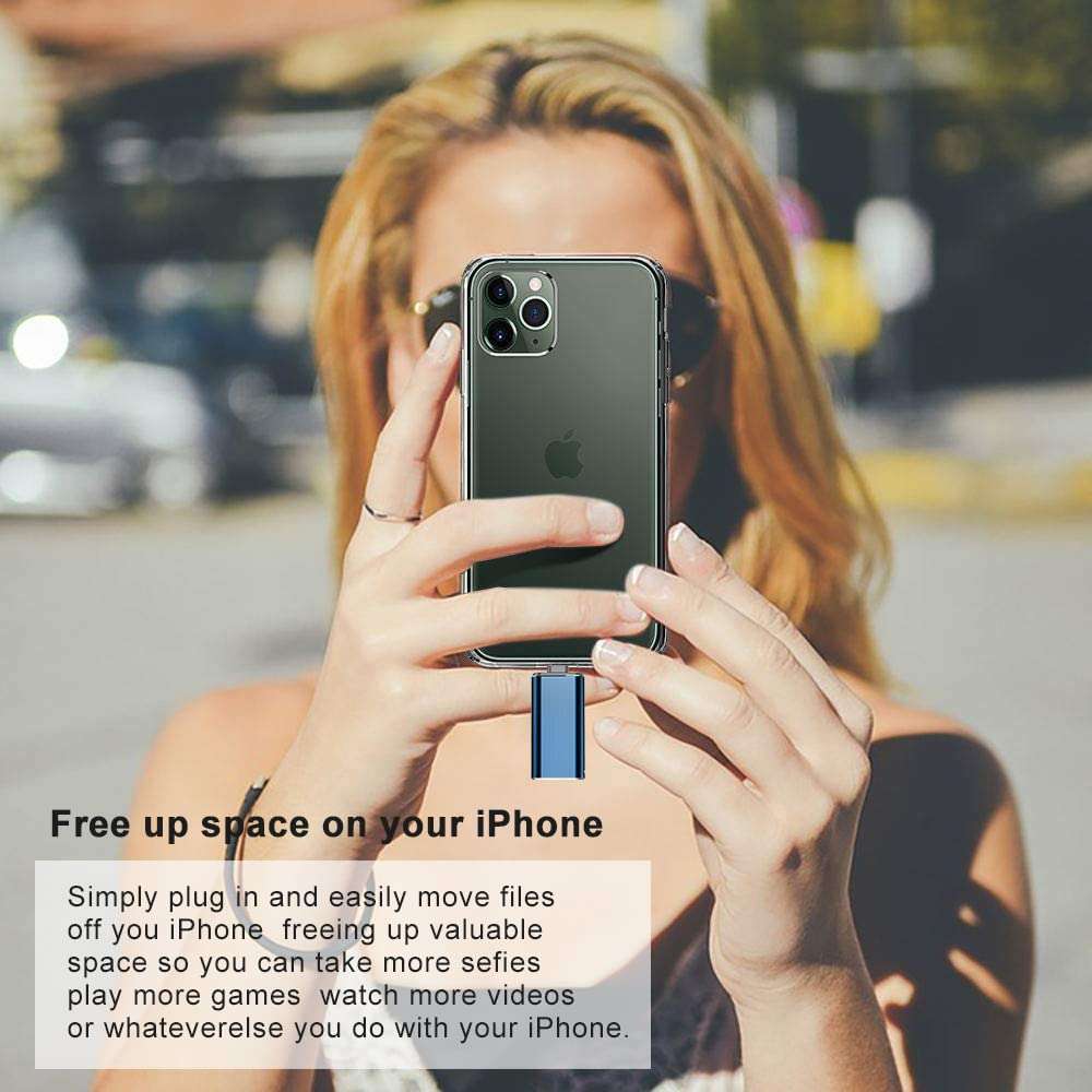 AUAMOZ 512GB Flash Drive for iPhone, USB Memory Stick Photo Stick External Storage Thumb Drive for iPhone iPad Android Computer (Light Blue) 6