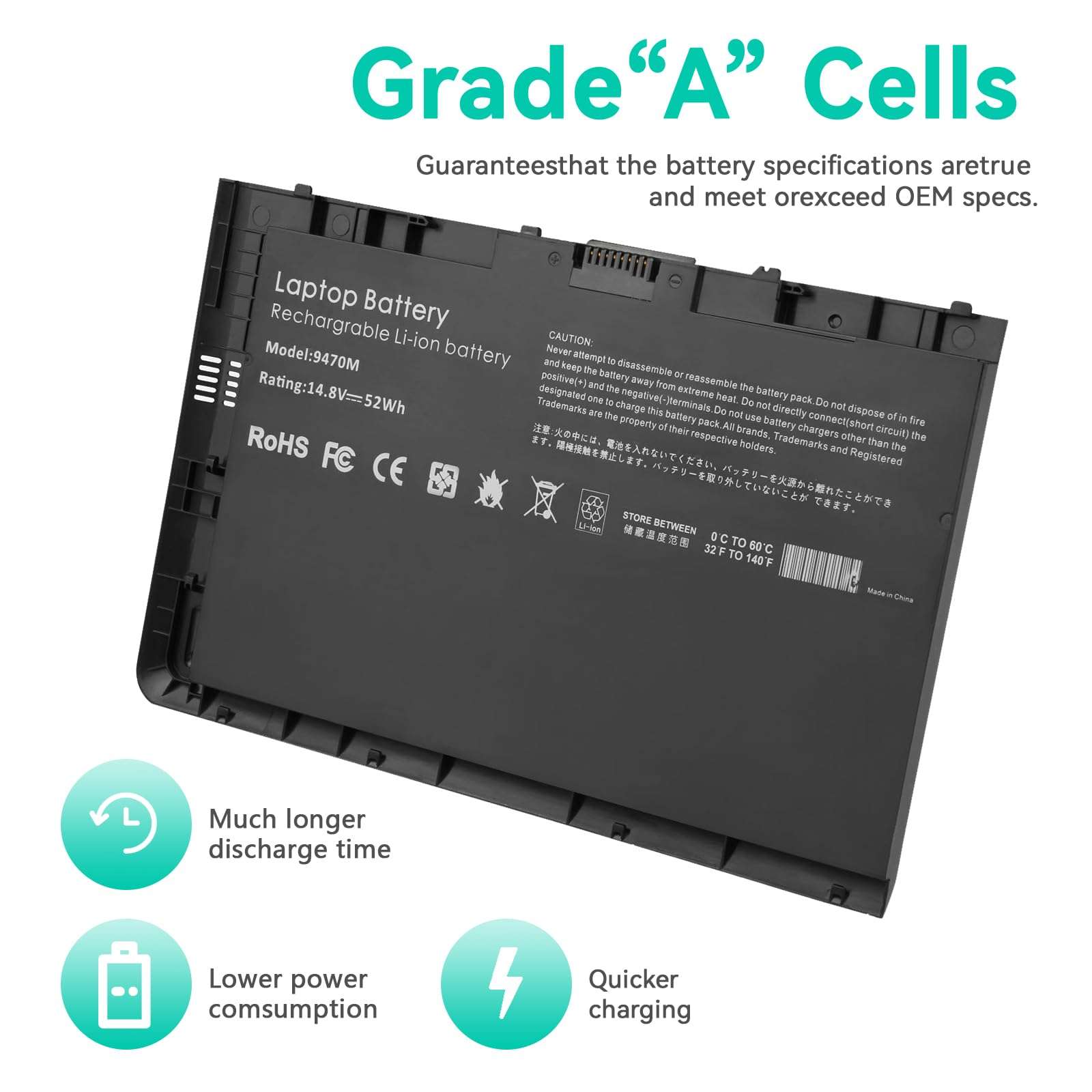 TREE.NB BT04XL Laptop Battery for HP EliteBook Folio 9470 9480 9470M 9480M Ultrabook Series H4Q47AA HSTNN-IB3Z HSTNN-I10C BT04 BA06 BA06XL MC04 687945-001 687517-171 3