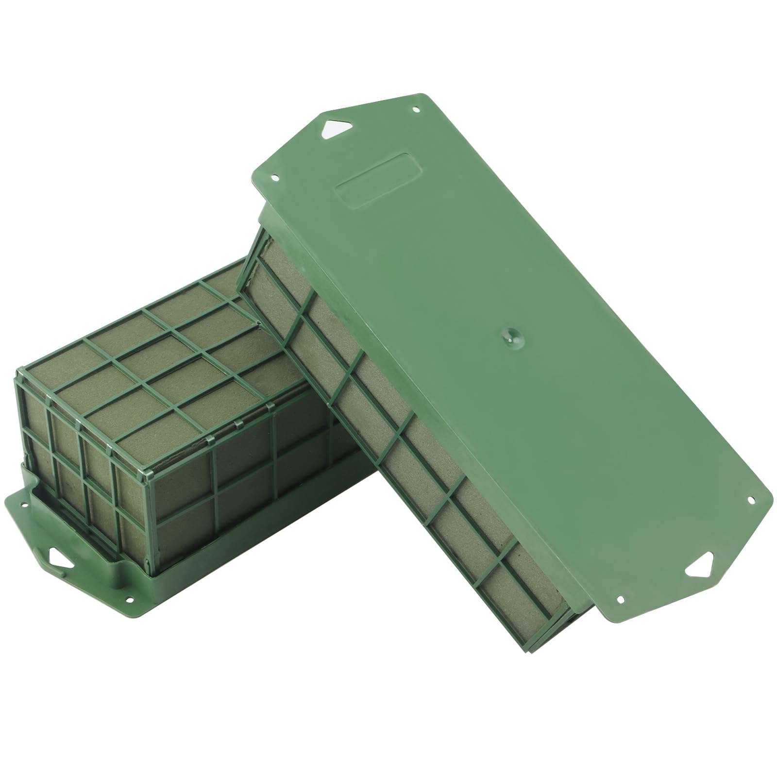 HOIGON 4 Pcs Floral Foam Cage, Rectangle Flower Holder with Floral Foam Block, Flower Cage for Fresh and Artificial Floral Arrangement, Wedding Decors, 11.6 x 4.6 x 3.1 Inch 4