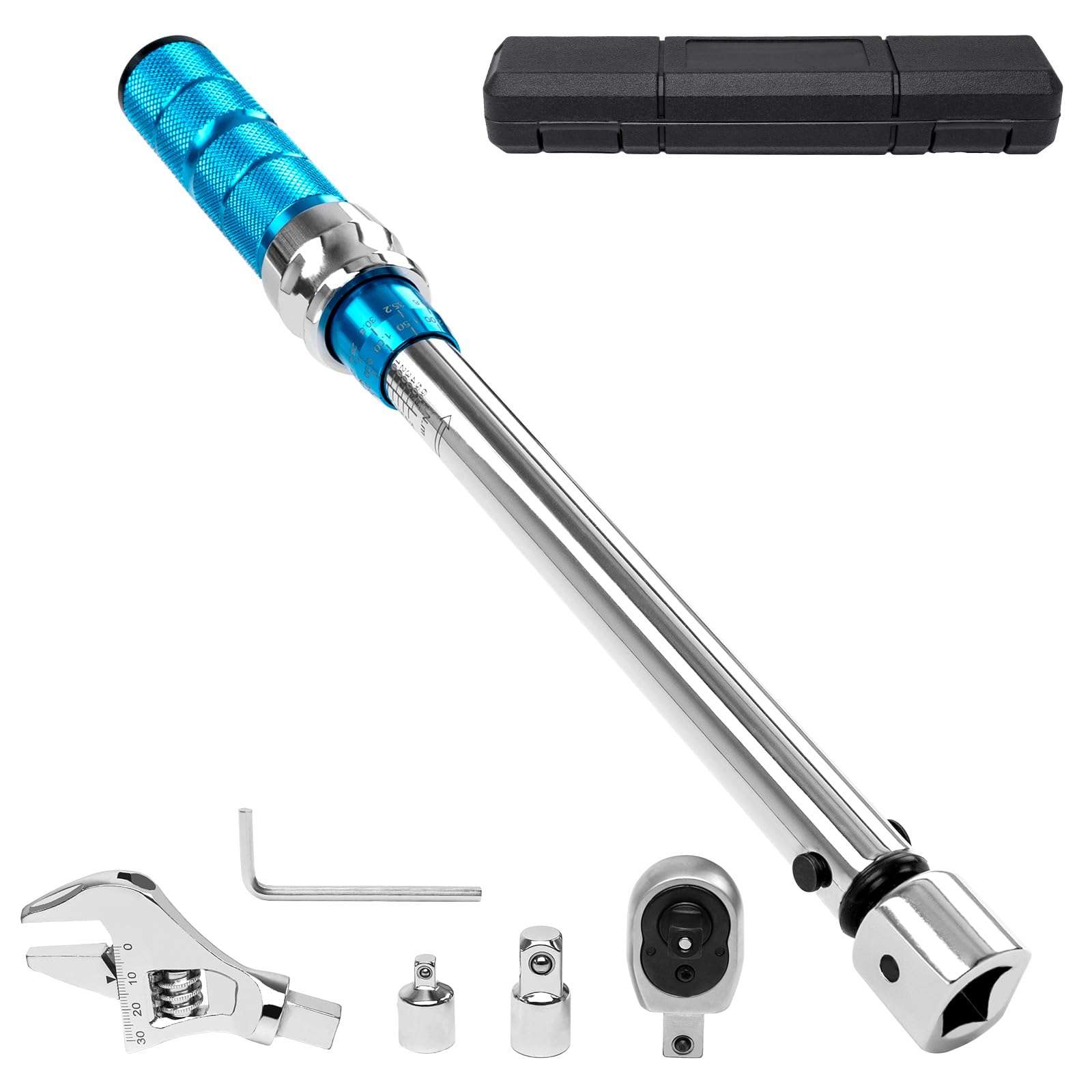 FTGear Adjustable Torque Wrench, 10-60 N.m Torque Wrench with 30mm Open End and 3/8 Drive Ratchet Interchangeable Head, Mini Split Torque Wrench for Mechanical Repair, E0B-YLV-6MK840 1
