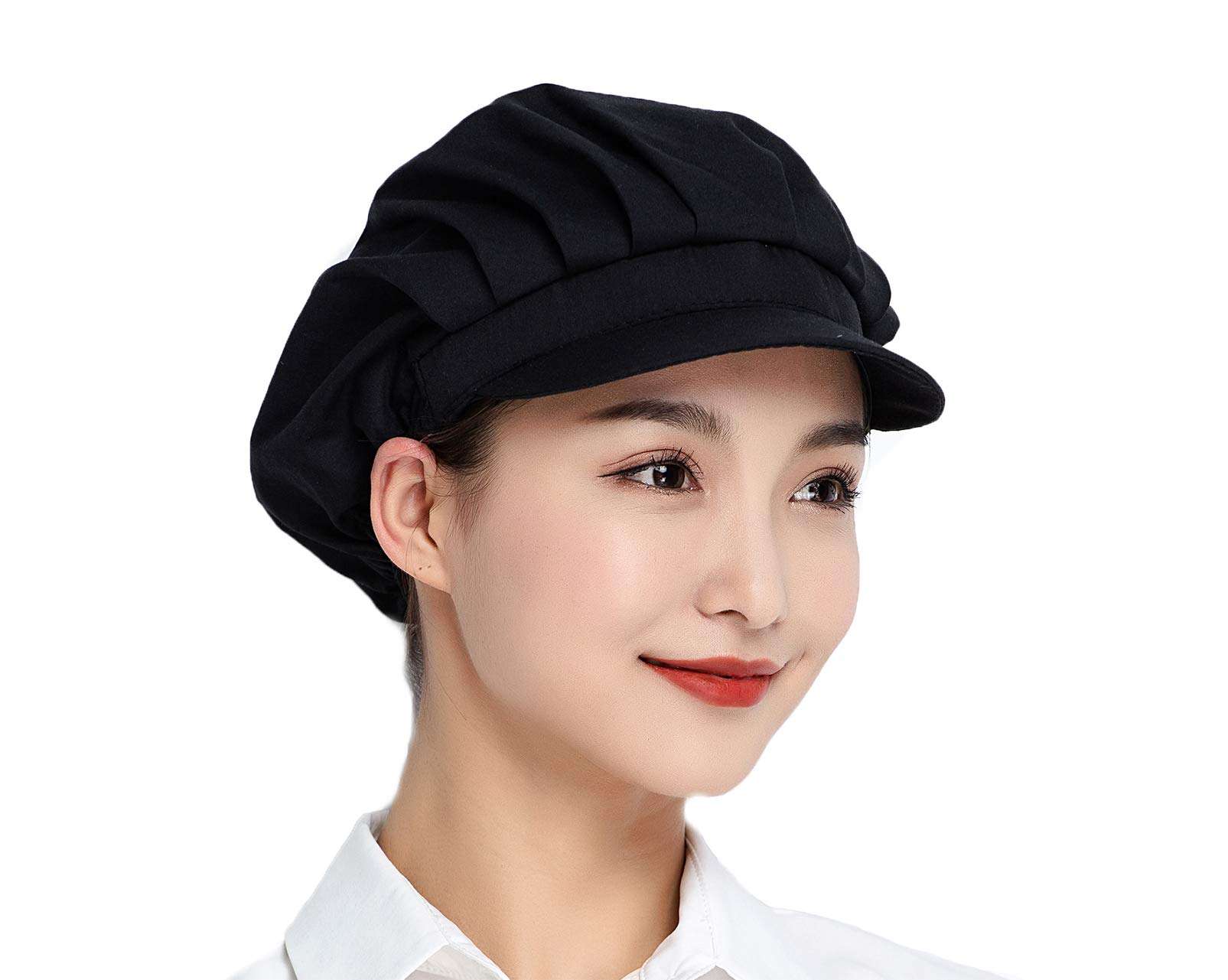 Jaspfct 4pcs Chef Hats Hairnets Kitchen Cooking Dishwashing Work Caps in Black HT005B4 4