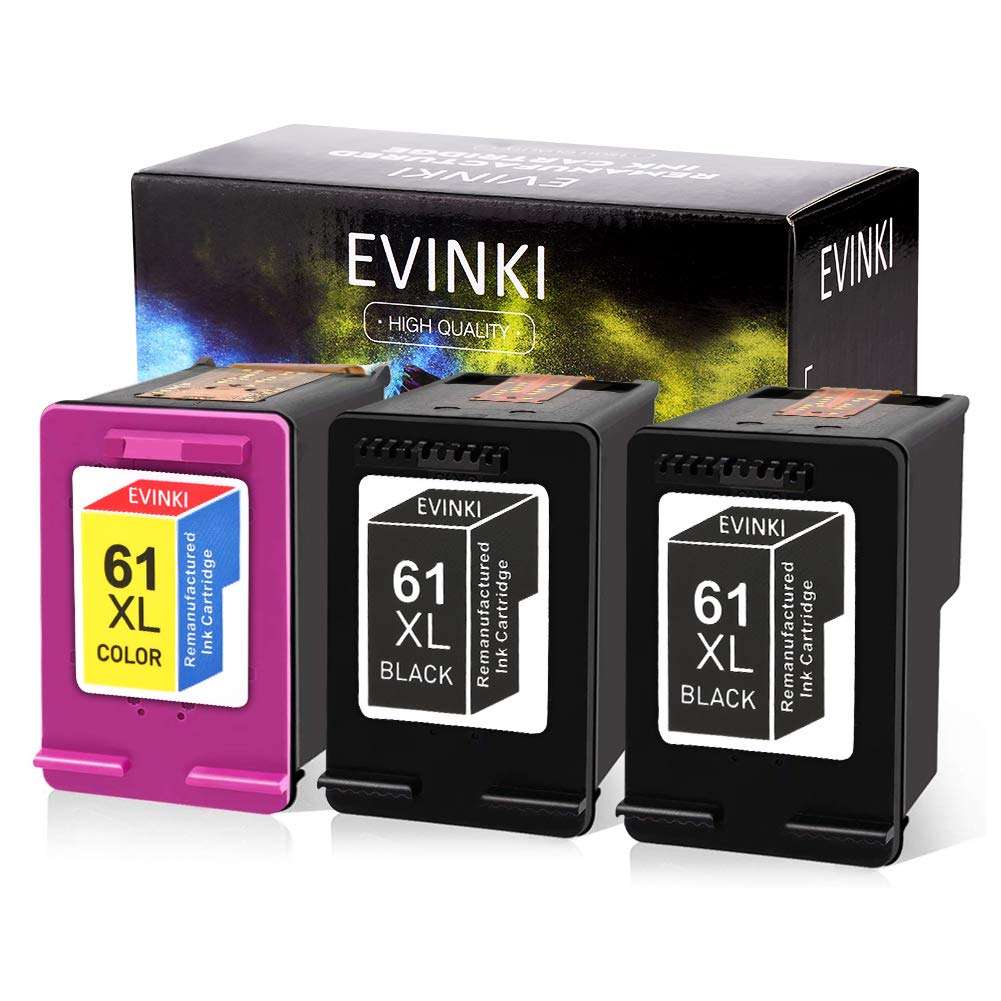 EVINKI Remanufactured 61XL Ink Cartridge Replacement for HP Ink 61 61XL Ink Cartridges for Hp Printers Envy 4500 5531 5530 Deskjet 1010 510 2540 Officejet 4635 4630 4632 Printer (2B1C) 1