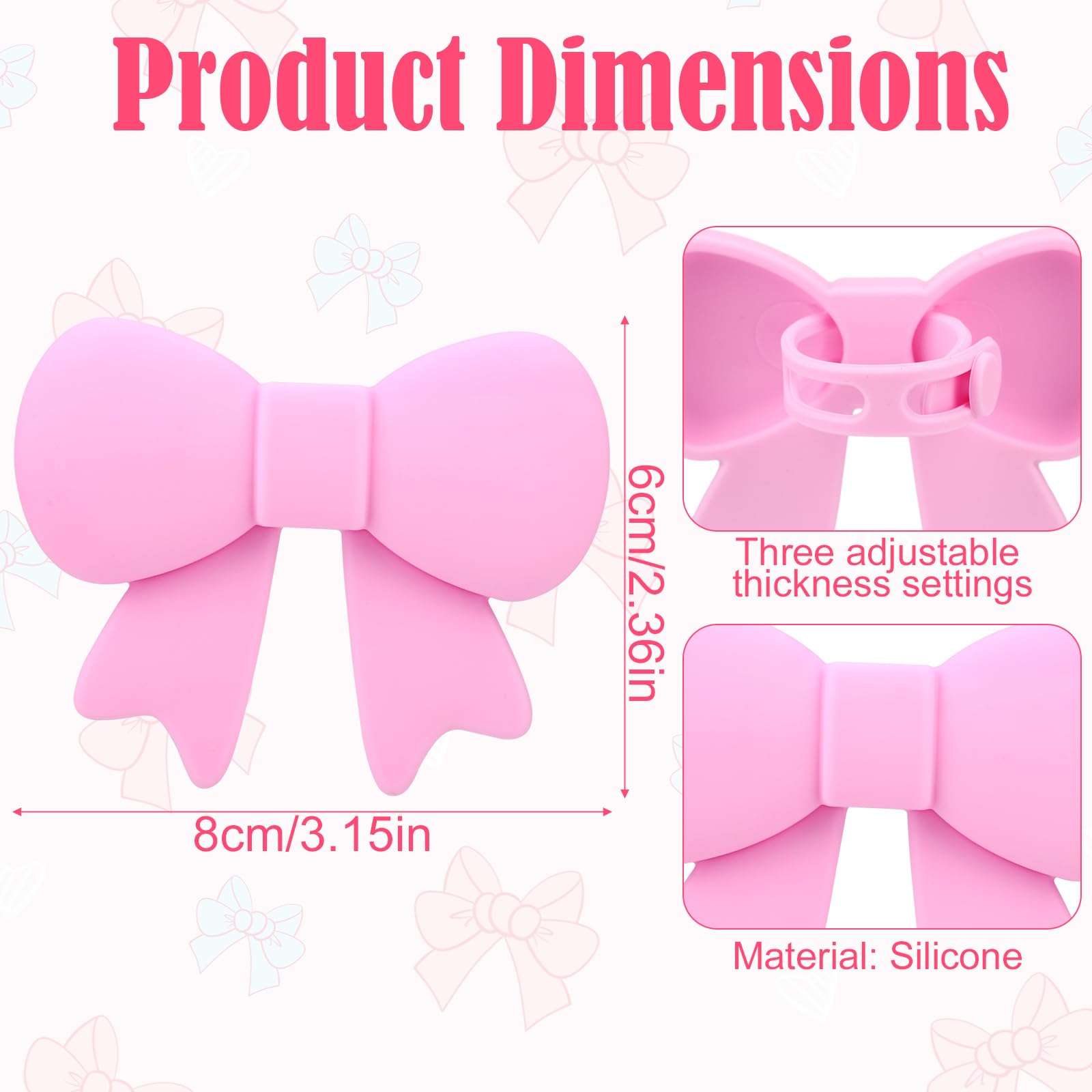 2pcs Pink Bow Decor Headphone Accessories, Adjustable Silicone Headphone Headset Attachment Accessories Charms 3D Cute Earphone Gaming Girly Gamer Decorations Supplies Her Gift Birthday for Women 3