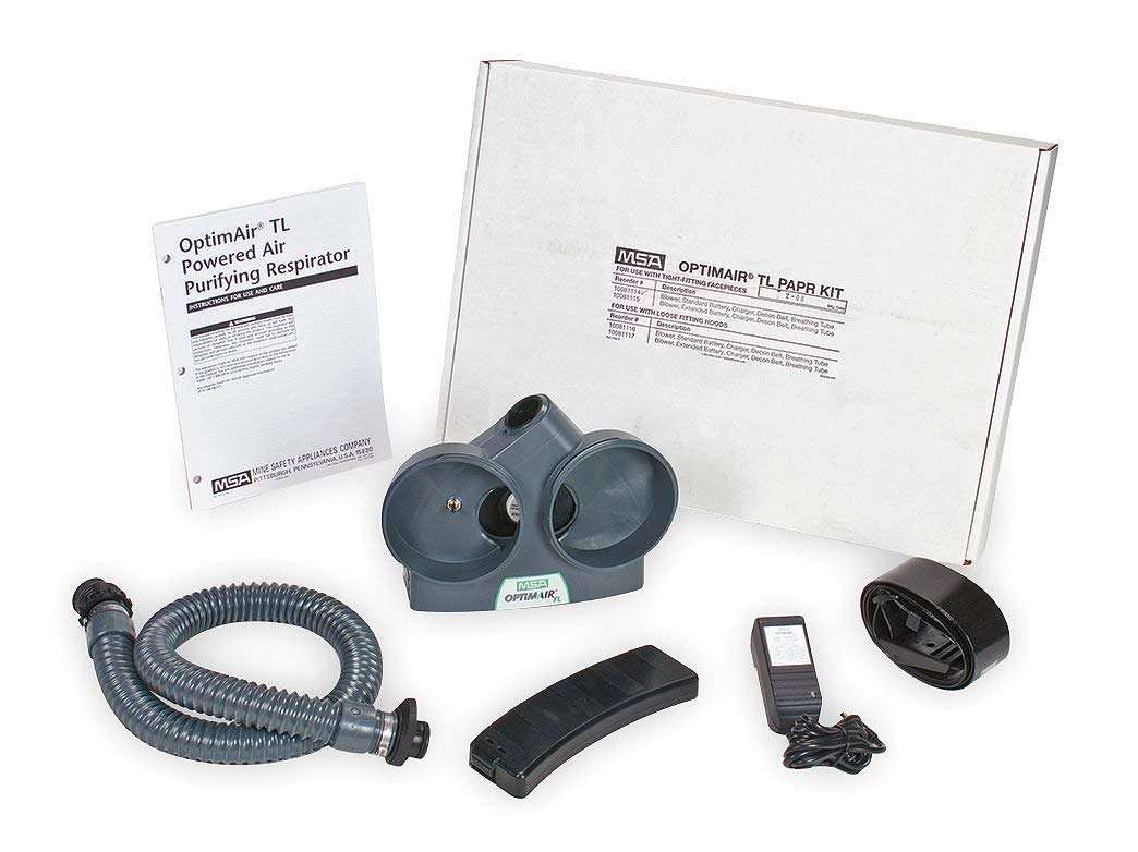 MSA 10081116 OptimAir TL Powered Air-Purifying Respirator Standard Kit - for Hoods, Standard Battery, Includes Charger & Appropriate Breathing Tube, Durable Respiratory Protection 1