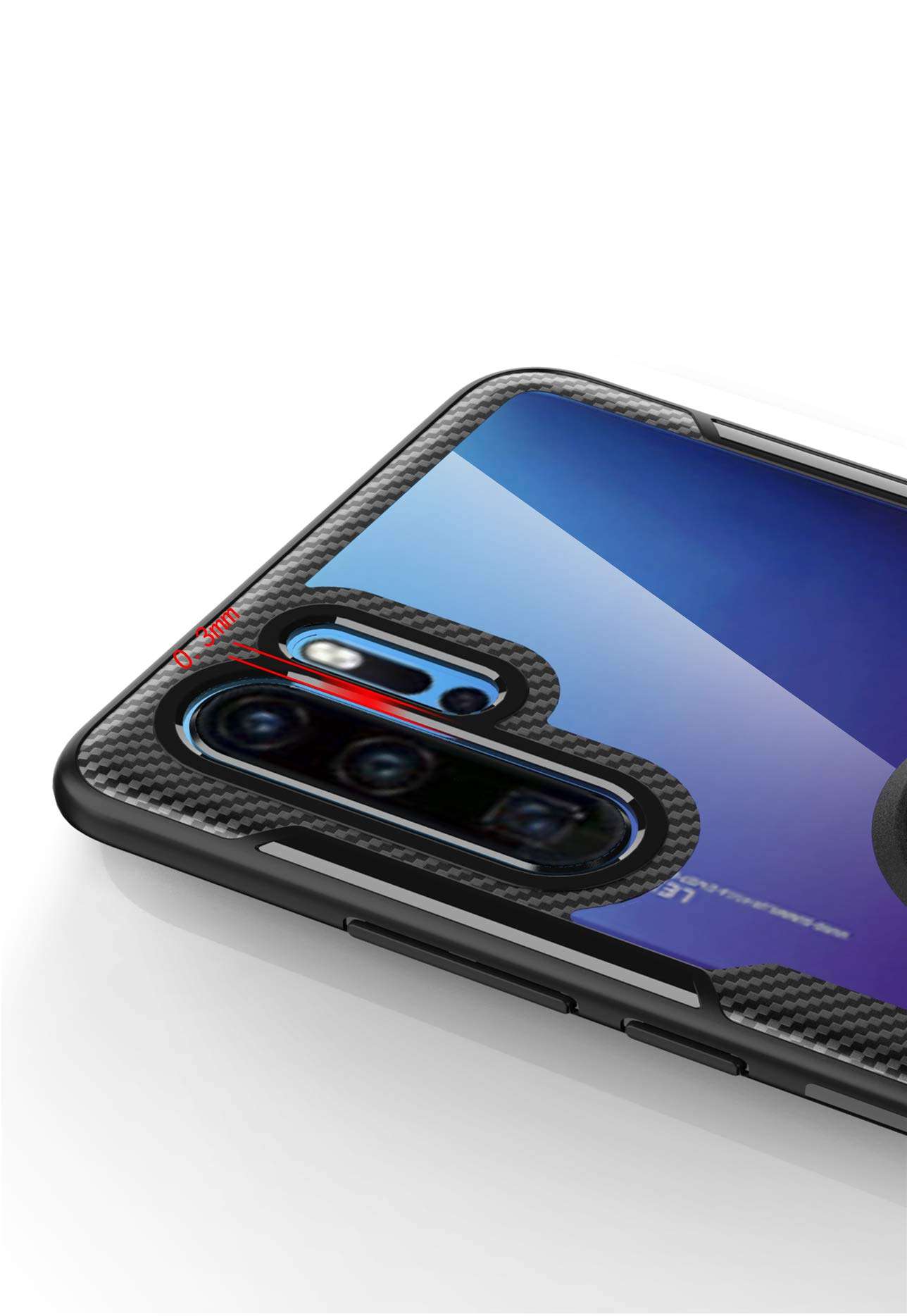 Huawei P30 Pro Transparent Case,360° Rotating Ring Kickstand Protective Case,TPU+PC Shock Absorption Double Protection Cover Compatible with [Magnetic Car Mount] for Huawei P30 Pro Case (Black/silver) 4