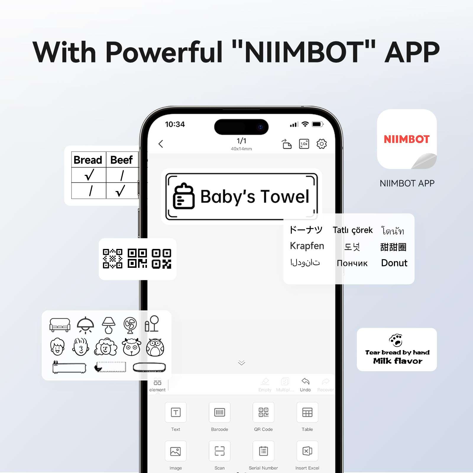 NIIMBOT B1 Label Maker,2 Inch Bluetooth Thermal Label Printer, Automatic Label Identification, Easy to Use for Home Office and Business, Label Maker Machine with Tape, Support Phones & PC 5