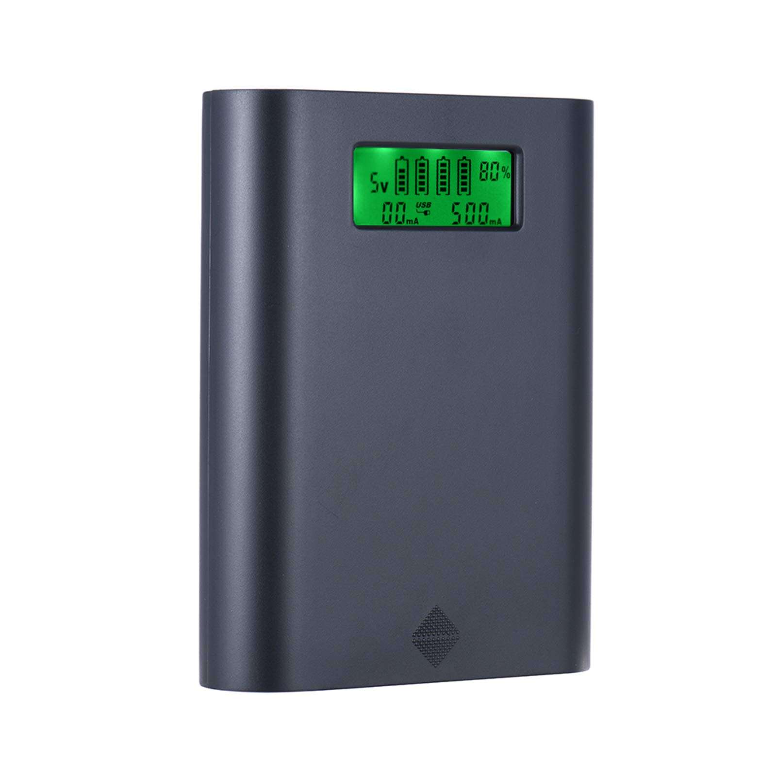 E3S Portable LCD Display 4 Slots 18650 Battery External Charger Holder Box Case DIY Power Pack Kit Compact Backup Power Source with Dual-USB Port - Black-POOWE 1