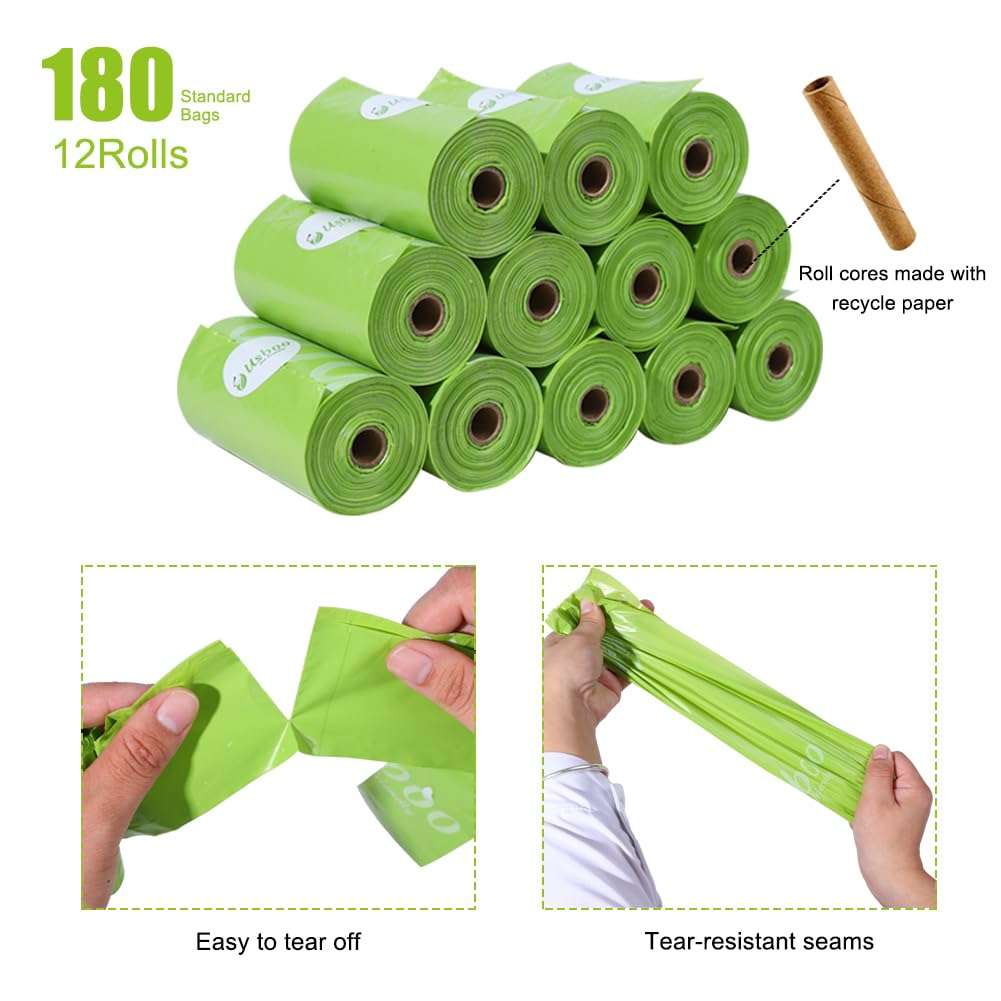 Diaper Bags Disposable for Baby, 12 Refill Rolls/180 Bags OXO-Biodegradable Waste Bags,Dirty Disposable Diaper Bags,Diaper Trash Bags,Green 6