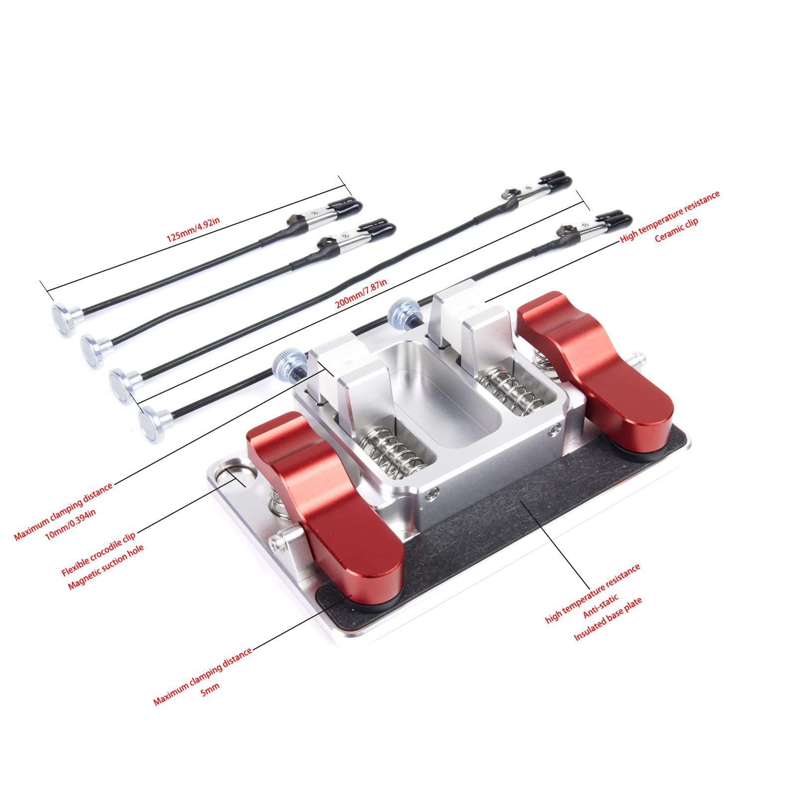 TOOMOD Helping Hands Soldering Station, Welding Table Clamps with Ceramic Clamps, Aluminum Third Hand Tool for PCB, Wire & LED Strip Electronics Repair 3