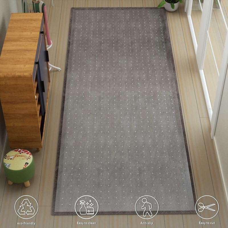 Clear Vinyl Carpet Protector 27”x 6’, Washable Rug Protector for Low Pile, Floor Protector Mat with Spiked Backing, Non Slip Waterproof & Washable, Plastic Runners to Protect Carpet YADI 6