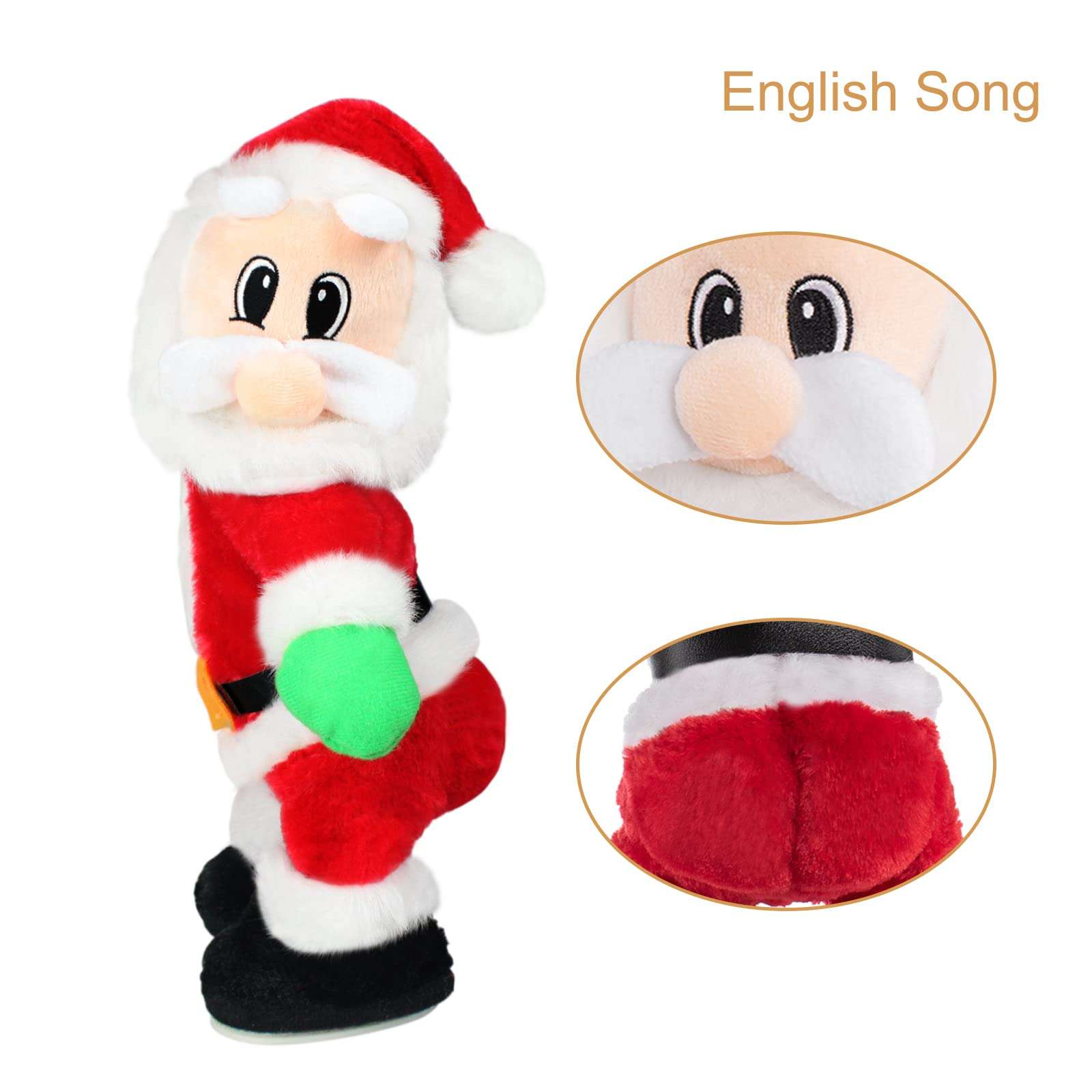 Twerking Santa Claus,Booty Shaking Santa Dancing Santa Claus with Music Singing Animated Christmas Santa Toys for Kids- English Song 3