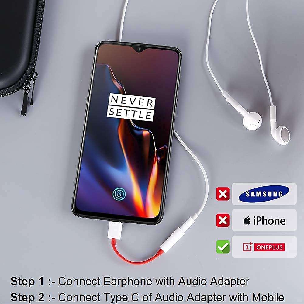 OnePlus Type C to 3.5mm Splitter Audio Jack Converter Adapter Headphones Jack Compatible with only OnePlus Devices 10R 10T 10 Pro and 7T 8T 9 Pro Devices(Earphone's Volume Up Down Keys,Mic Supportable 6