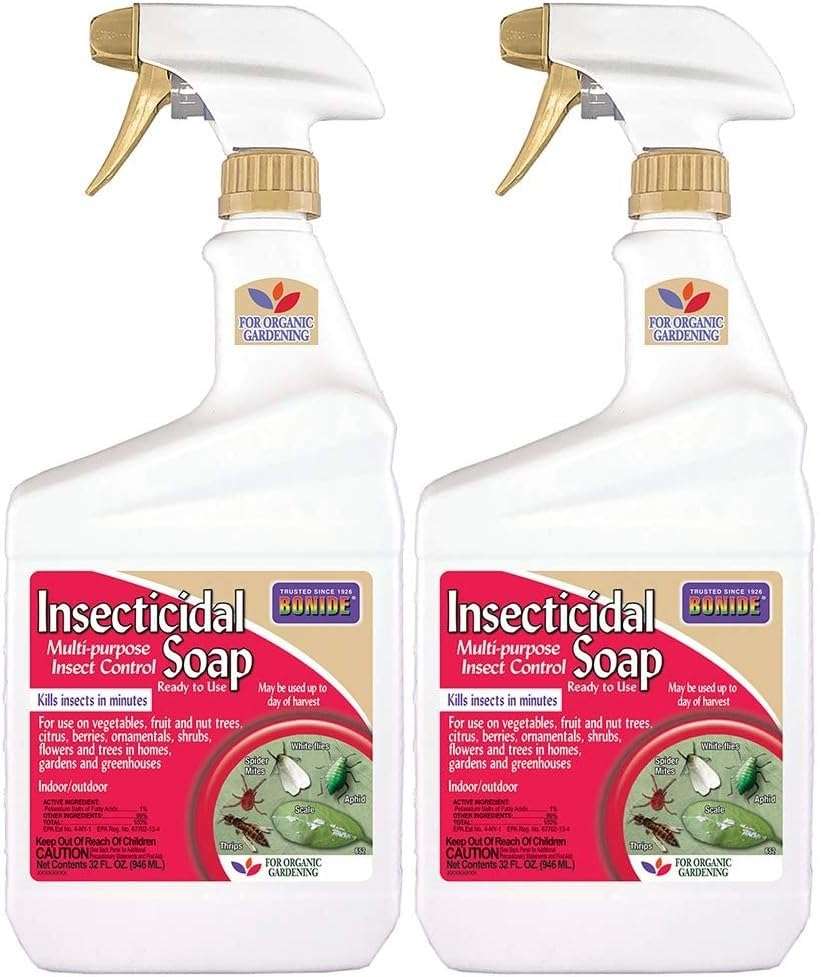 Bonide Insecticidal Soap, 32 oz Ready-to-Use Spray Multi-Purpose Insect Control for Organic Gardening Indoor and Outdoor- Pack of 2 1