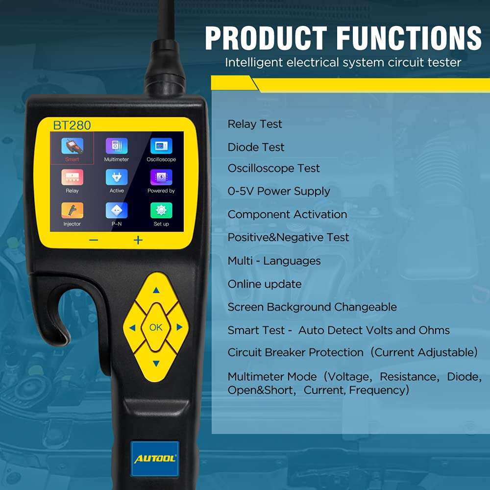 BT280 Car Digital Multimeter Mode Electrical Tester, Automative Circuit Tester Power Probe Kit,The Newest Generation Intelligent with 2.4-inch Large-Size LCD Screen Display (9V-30V) 3