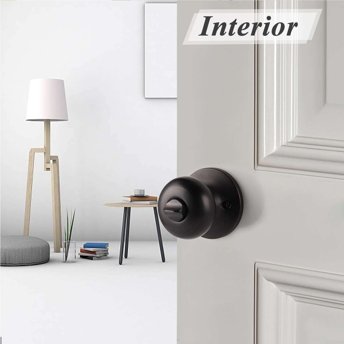 Probrico Keyless Privacy Door Knobs with Lock,Interior Door Locks for Bedroom Bathroom,Ball Shape Door Lockset in Oil Rubbed Bronze Finish,5 Pack 5