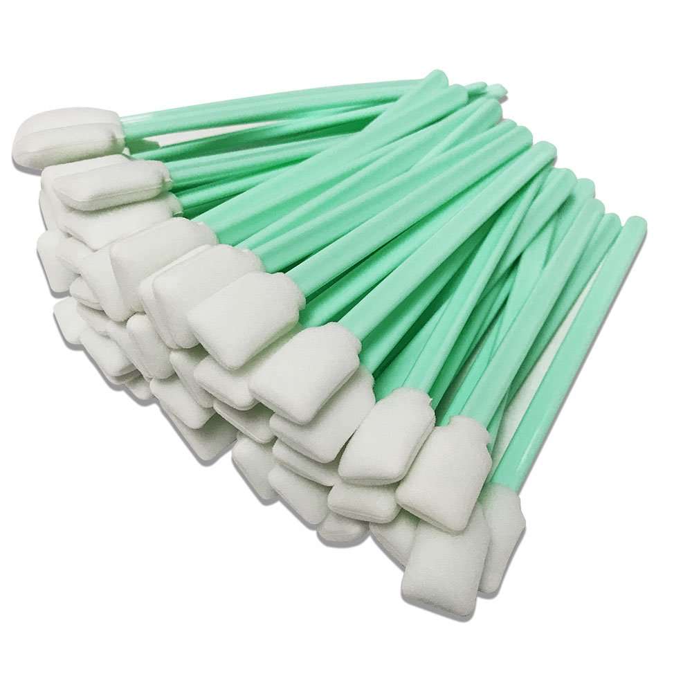 FINCIBO 50pcs Green Foam Printer Cleaner Swabs (15 x 22 mm, 105 mm Stick) for Roland, Mimaki, Mutoh, Epson Large Format Printers 1