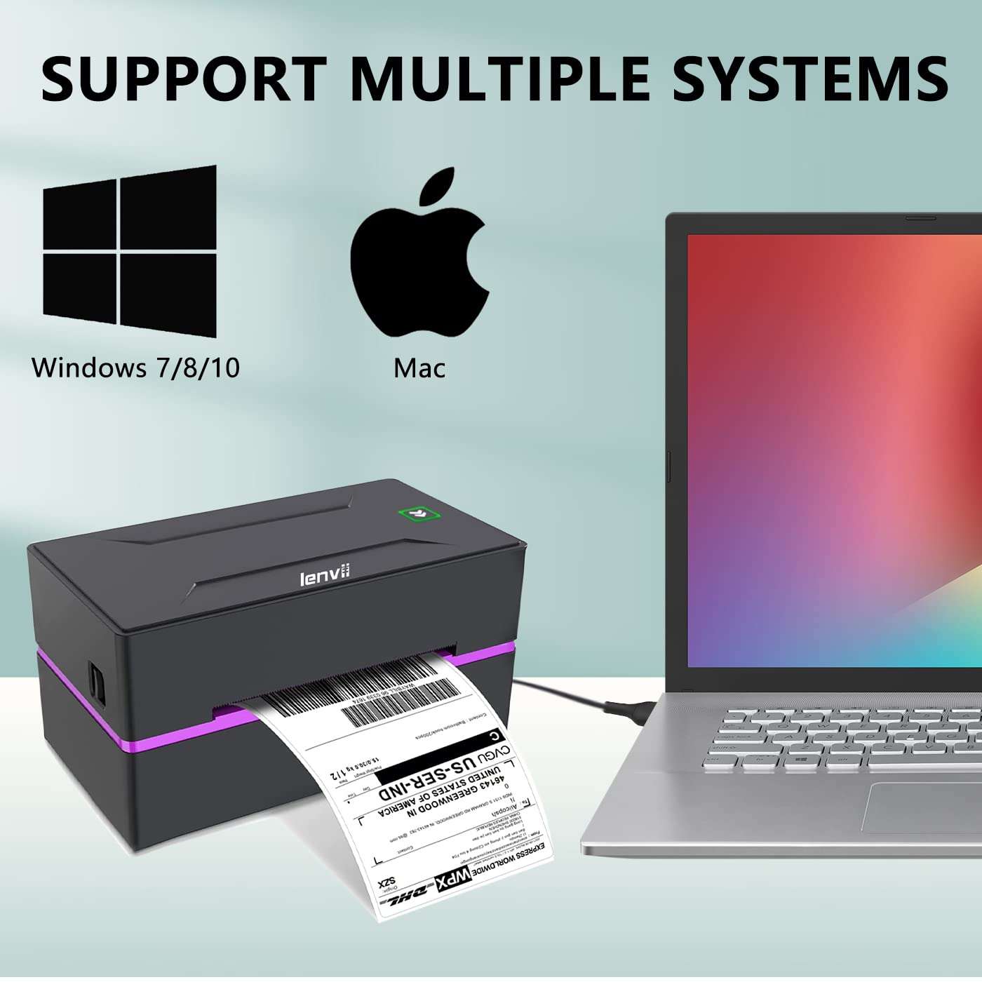 LENVII LV-390 Thermal Label Printer Barcode Printer,150mm/s 4x6 Desktop Thermal Label Maker Printer for Shipping Packages, Business, FedEx, Shopify, Etsy, Amazon,Compatible with Windows & Mac 4