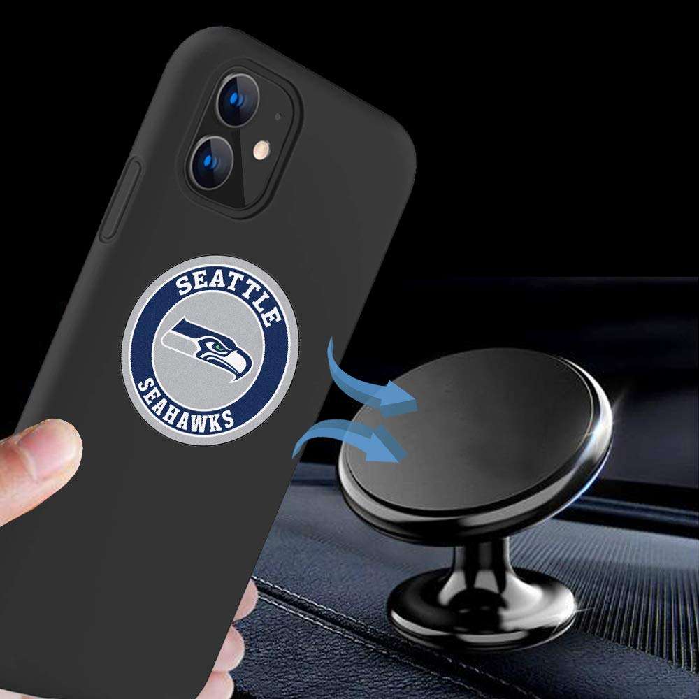Seahawks iPhone 11 Case, iPhone 11 Soft Silicone Magnetic Case for Magnet Car Mount Phone Holder with Built-in Metal Plate, Slim Fit Premium Rubber Cover for iPhone 11 6.1 inches 2