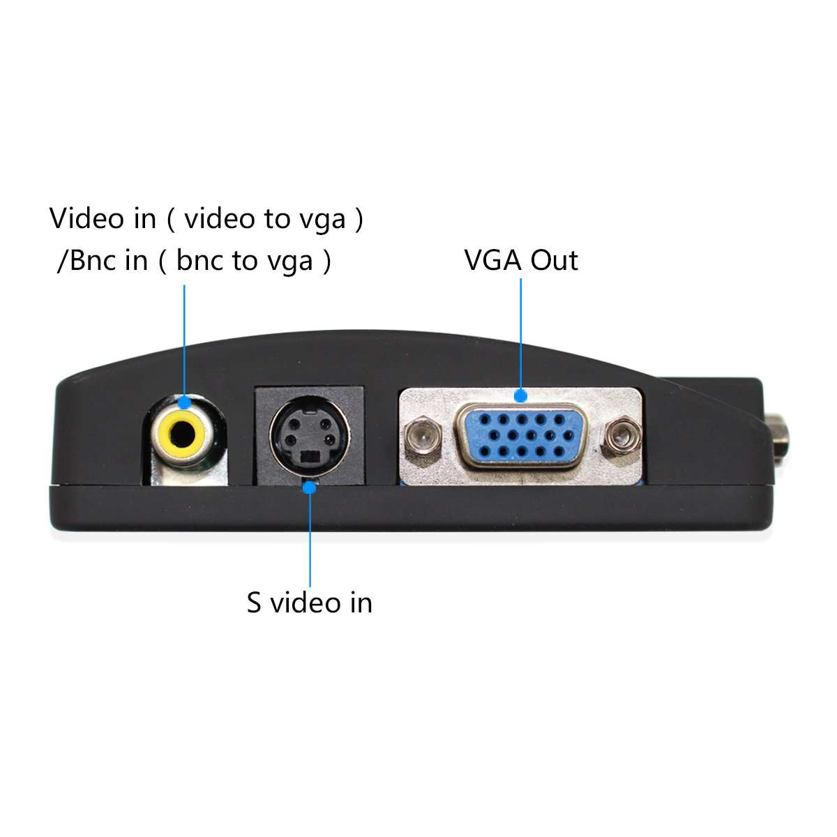 AV to VGA Converter Composite S-Video Signal Adapter with VGA Loop for Monitor Notebook Computer STB DVR 3