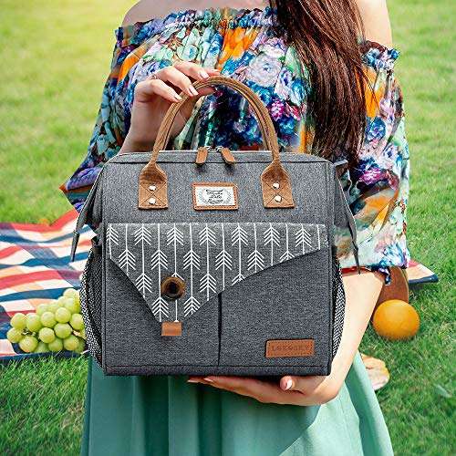 Lekesky Lunch Bag for Women Insulated Lunch Box Leakproof Lunchbox for Adult Work, Grey 6