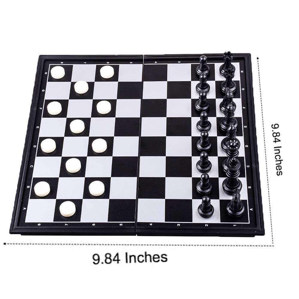 Chess ZCQS Chess Set 9.8 x9.8 Inches 3 in 1 Magnetic Travel Chess Set Checkers Toys Gift Chess Boards Game Set Backgammon Set with Folding Chess Board Educational Toys for Kids and Adults 3