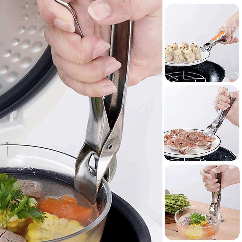 Hot Plate Gripper, Pizza Pan Gripper Ergonomic Bowl Clip Restaurant Hot Plate Gripper Stainless Steel, Air Fryer Pans Gripper(Orange) 6