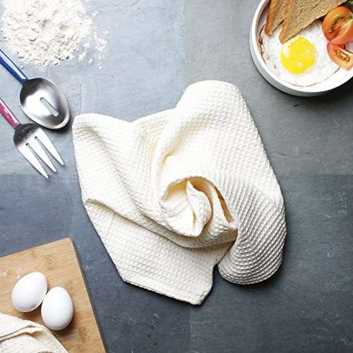 Amazon brand - Umi Classic Waffle Kitchen Dish Towels(15"x25",4-Pack, Light Blue&Cream) 5