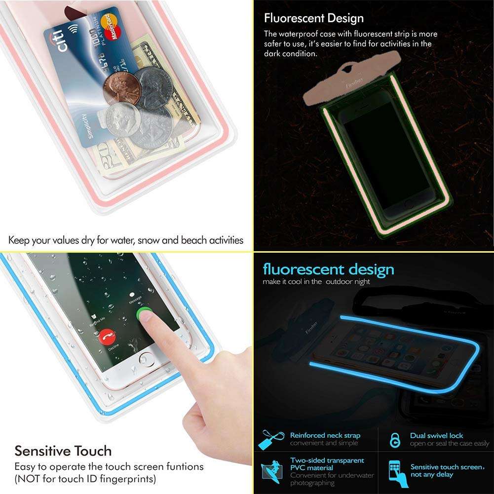 Universal Waterproof Phone Pouch, 2 Pack IPX8 Waterproof Phone Lanyard Case Dry Bag for iPhone 16 15 14 13 12 Pro Max Plus Samsung Galaxy S24 S23 Note 20 OnePlus Google up to 7.5" 5