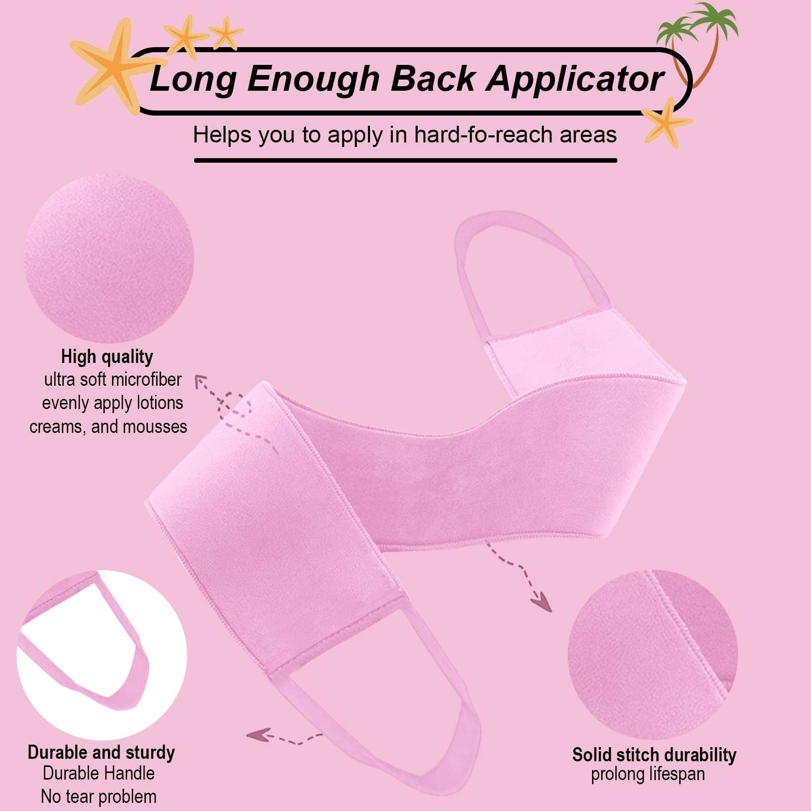 4 Pcs Self Tanner Mitt Applicator Kit - Self Tanning Mitt Glove,Self Tanner Back Applicator,Mini Face Tanner Mitt,Face Tanner Brush Soft Streak-Free Reusable & Washable for Women Girl Men (Pink) 5