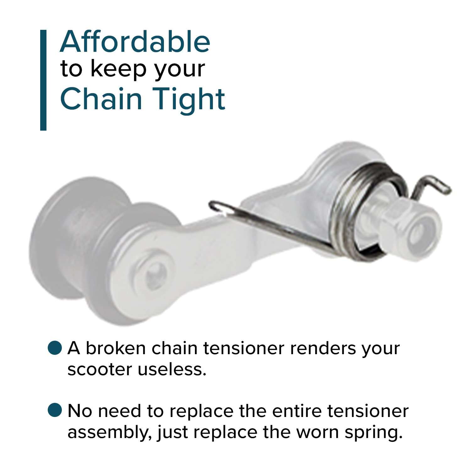 AlveyTech Chain Tensioner Spring - for The Razor E100, E100 Glow, E150, E175, & E90 Accelerator, Replacement Fit, Kids Electric Mini Dirt Scooter Parts, Metal Easy Install Silver Springs 3