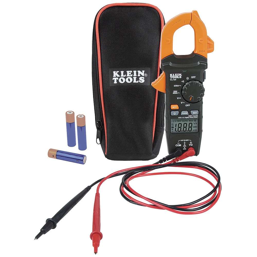 Klein Tools CL120 Digital Clamp Meter, Auto-Ranging 400 Amp AC, AC/DC Voltage, Resistance, Continuity, Non-Contact Voltage Tester Detection 1