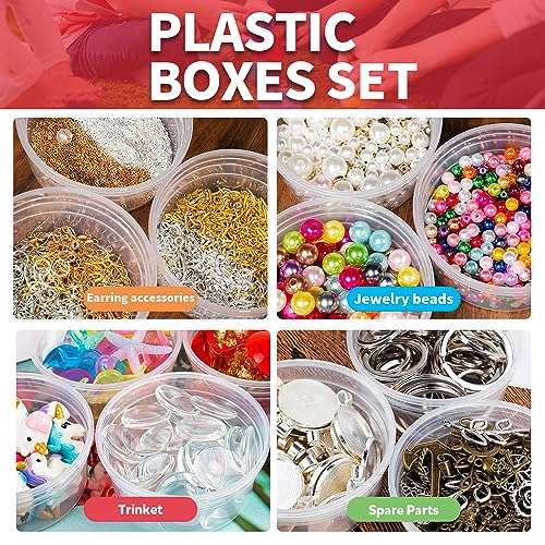 LEOBRO 5pcs 4.5 oz Plastic Boxes, 5pcs Mixing Bowls, 5pcs Mixing Spoons, DIY Craft Tools 3