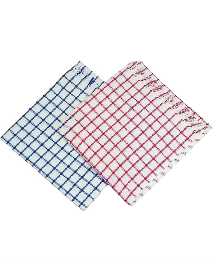 T TRENDY MART Amro Cotton Bath Towels, 75 x 150 cm, Set of 1 Blue and Red Check Pattern (Any Color) 3