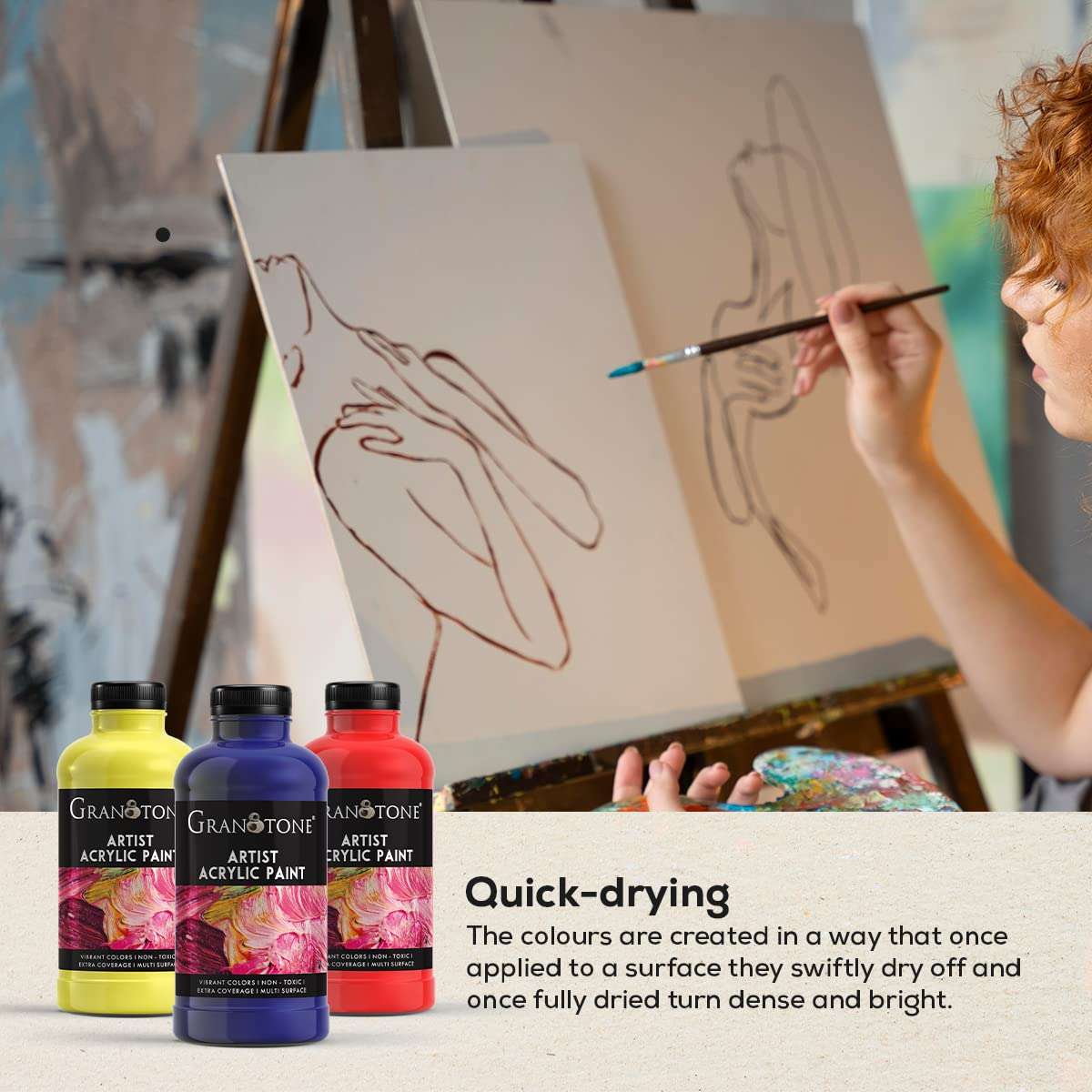 GRANOTONE Acrylic Colour | 500 ml (Nut Brown) | Rich Pigment, Non-Cracking Art & DIY Paint | Suitable for Canvas, Wood, Leather, Earthenware, and Metal 3