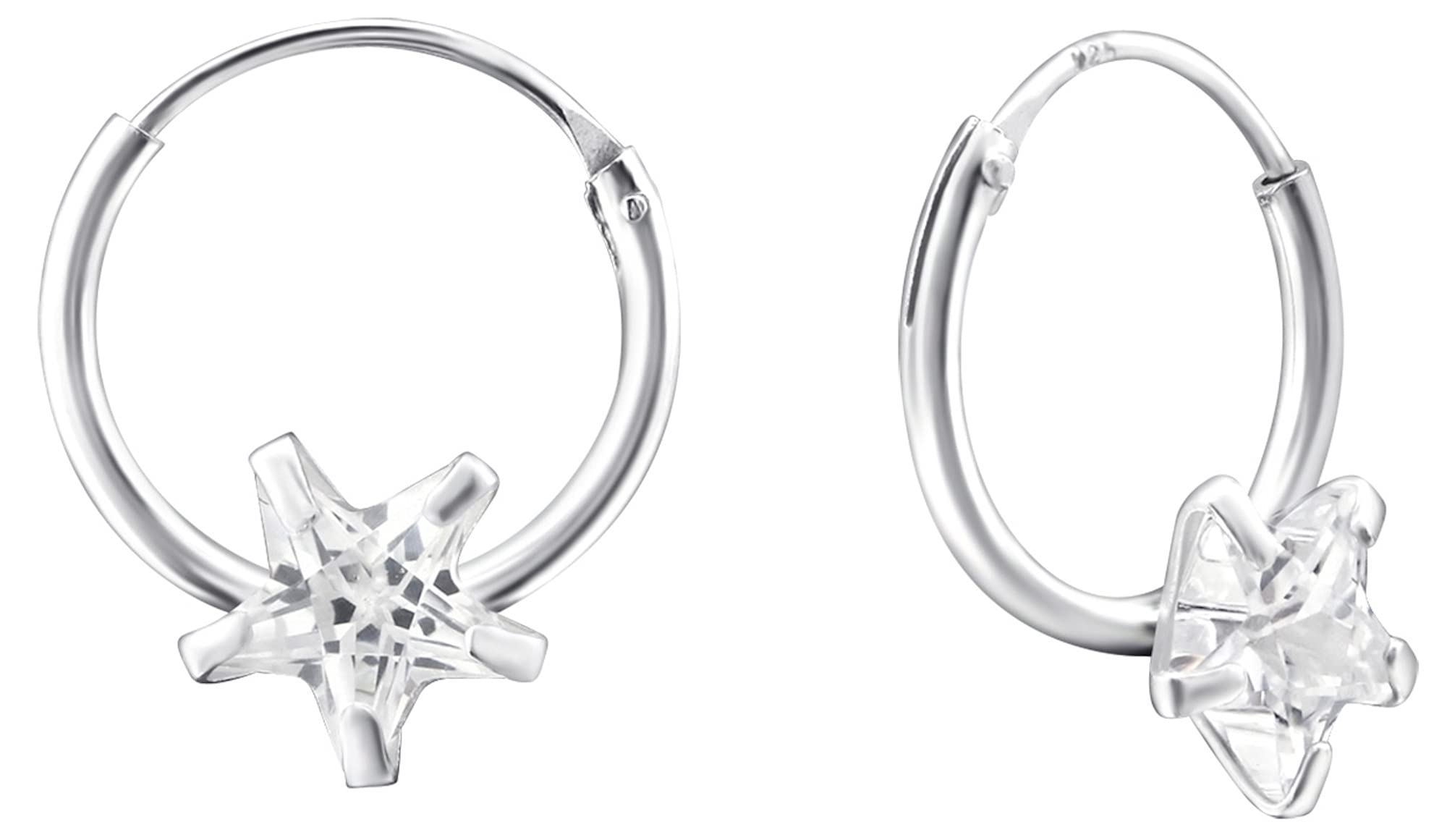 Aww So Cute 925 Sterling Silver Hypoallergenic Star Hoop Earrings for Babies, Kids & Girls | Diwali Gift/Birthday Gift | Comes in a Gift Box | 925 Stamped with Certificate of Authenticity | ER1319