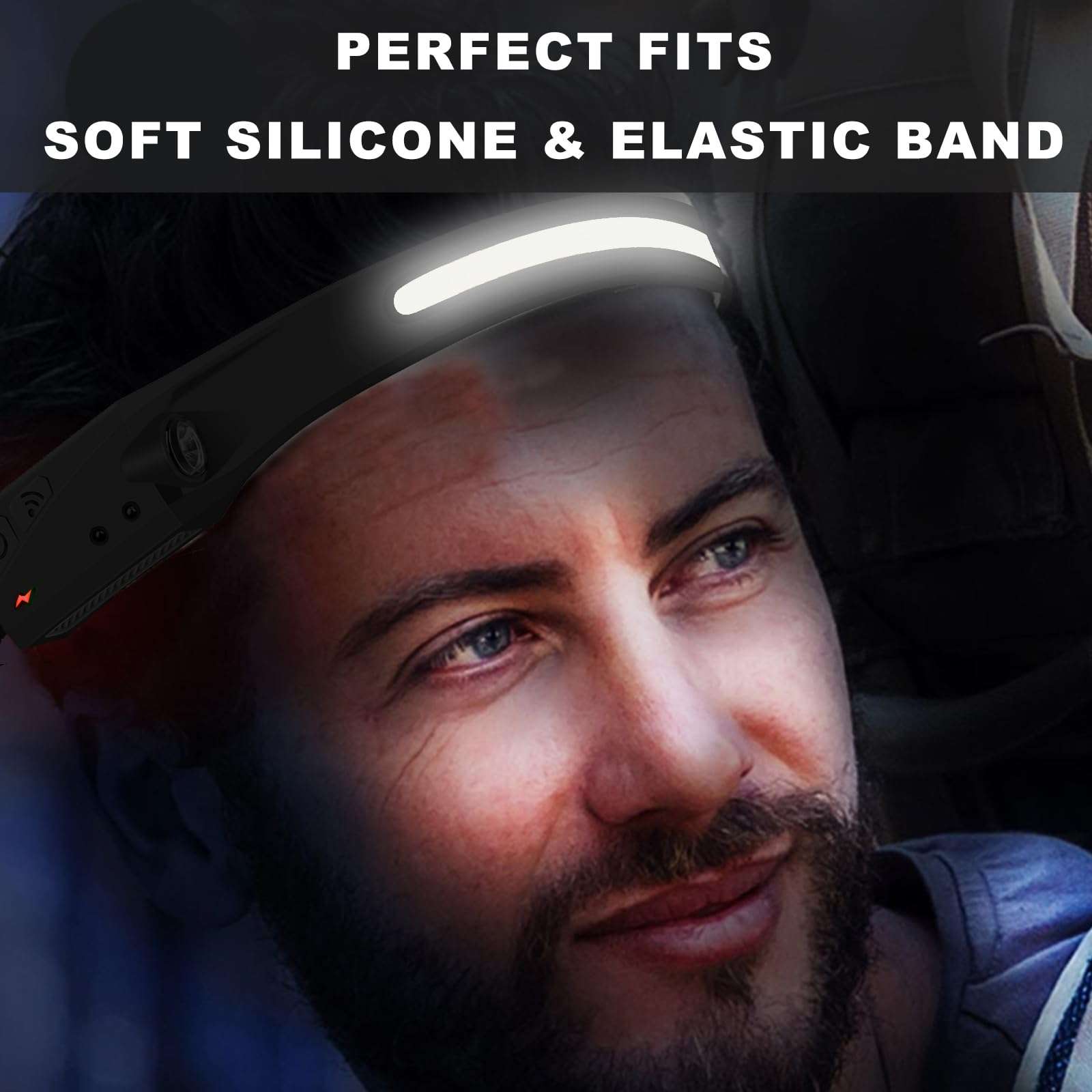 infisu Headlamp Rechargeable 2PCS, 230° Wide Beam Head Lamp LED with Motion Sensor for Adults - Camping Accessories Gear, Waterproof Head Light Flashlight for Running, Repairing, Fishing, Cycling 5