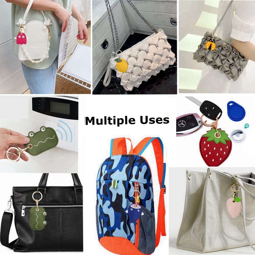 2 Pack Tomcrazy 3in1 PU Leather Protective Case for Apple Airtag Keychains Huawei Tag Cover Keys Ring Storage Pendant Access Card Keychain Suitable for Bag/Suitcase (1 Ghost & 1 Ladybug) 6