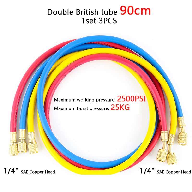 Digital Craft Car Charging Hoses Tube AC for R134a R12 R22 R404 R502 Air Conditioning Refrigerant Tube 1/4" SAE Thread Hose Fluoride Tube 4