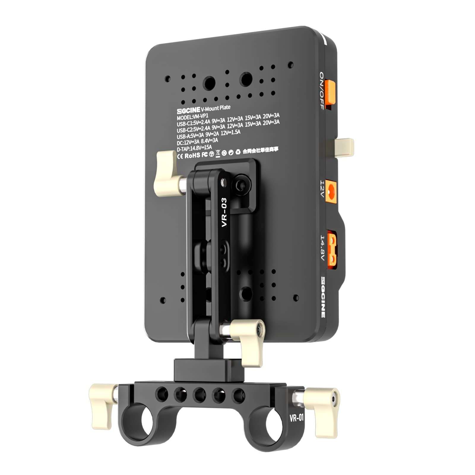 ZGCINE VP-1 VM-VP1 KIT2 V-Mount Battery Plate, Power Supply Splitter w/with 15mm Rod Clamp, Adjustable Arm, Standard V-Lock for BMPCC 4K/6k, RED, Canon DSLR Cameras, Camcorders 5