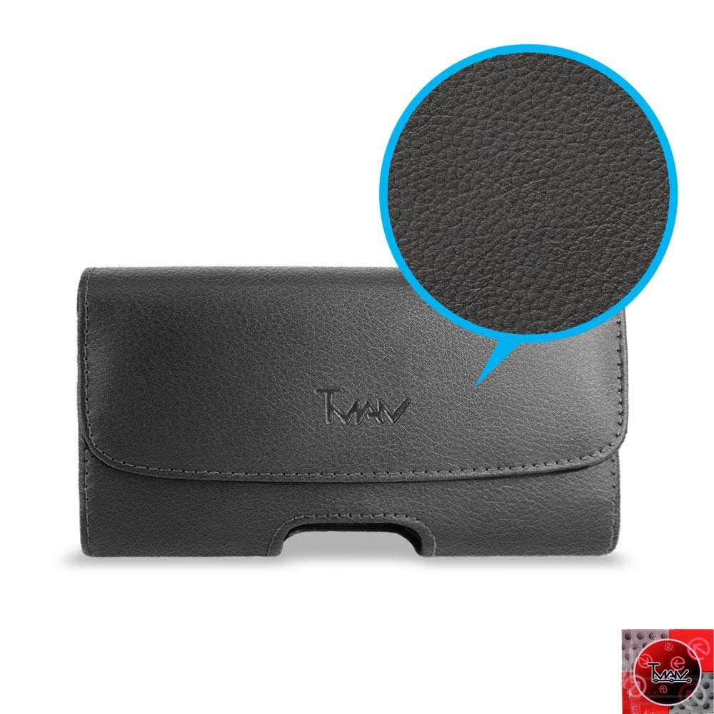 for Boost Mobile LG K51 Leather Case, by TMAN® Leather Holster Pouch Case with Magnetic Closure [Belt Clip] [Belt Loops] for LG K51 (XL Size Fit) 5