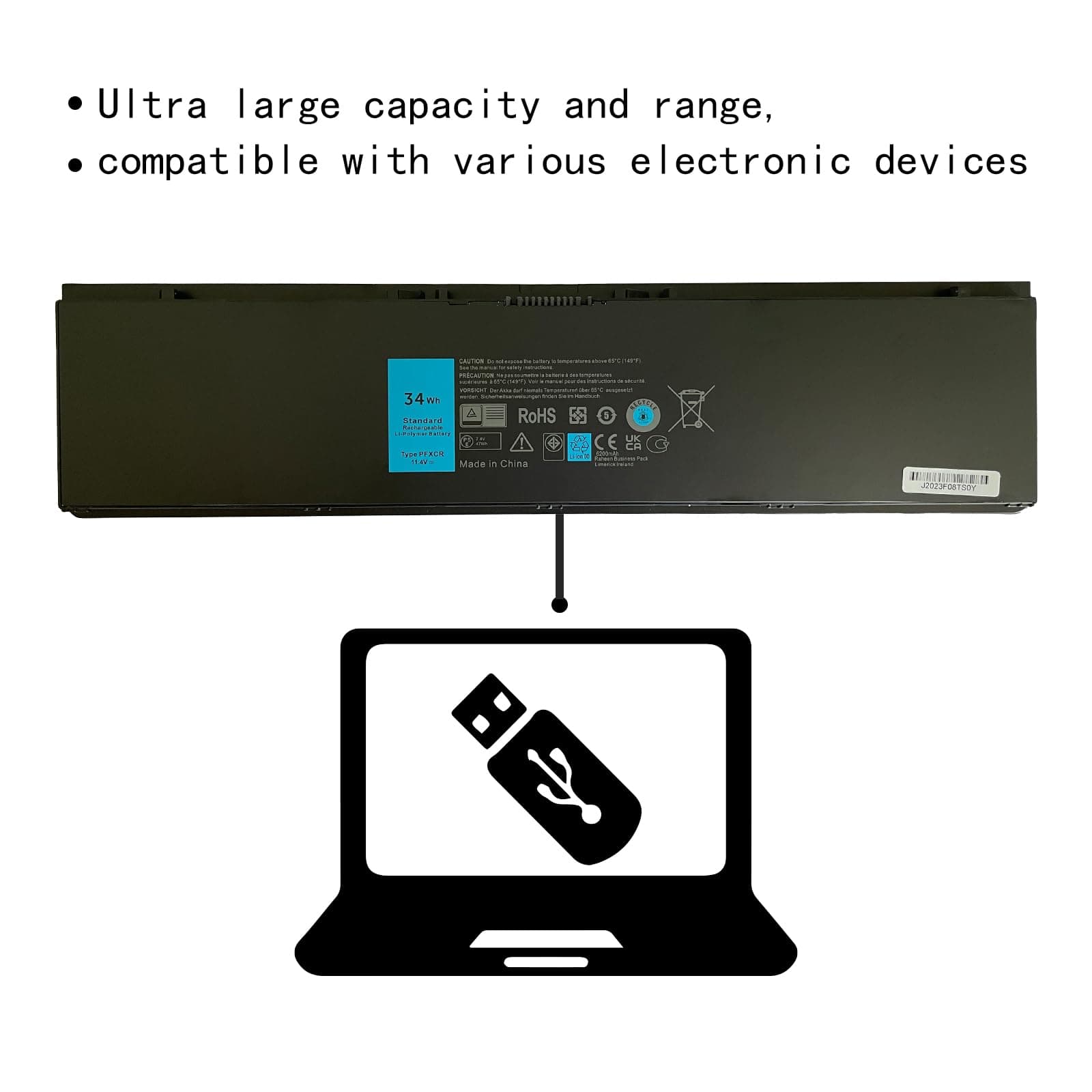 PFXCR F38HT G0G2M T19VW 3RNFD V8XN3 34GKR HJ8KP NCVF0 451-BBFT 451-BBFV 451-BBFY Laptop Battery Replacement for Dell Latitude E7420 E7440 E7450 Ultrabook 7000 Series(11.1V 34Wh) 3