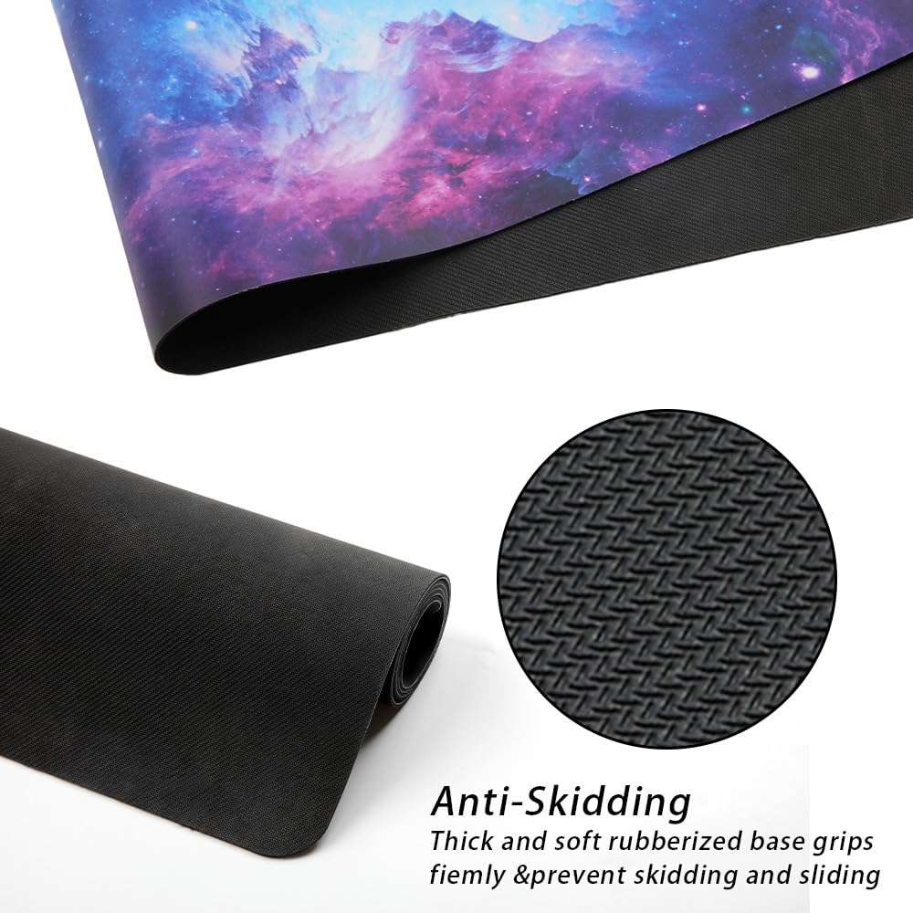 Meffort Inc Extra Large Extended XXL Gaming Desk Mat - Ice Silk Material for Smooth and Precise Mouse Movements, Non-Slip Rubber Base, Durable and Easy to Clean, 35.4 x 15.7 inches - Galaxy Clouds 4