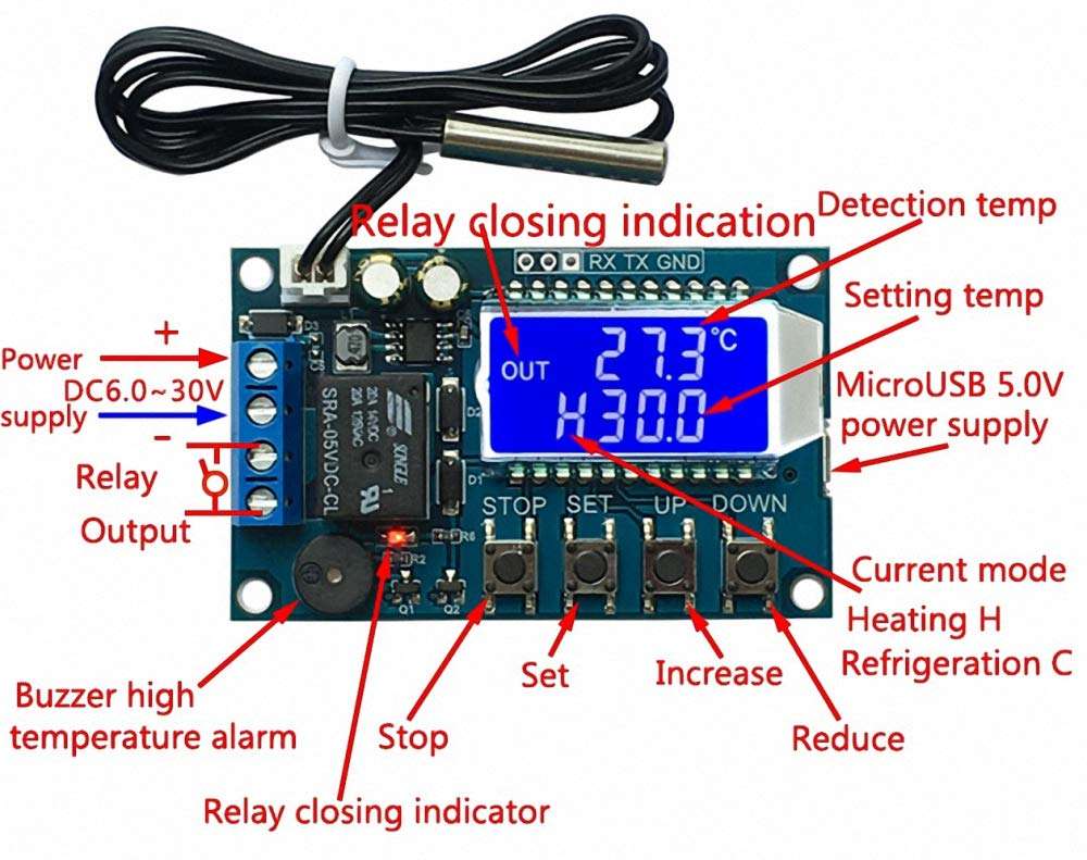 XY-T01 Digital Thermostat Heating Refrigeration Digital Temperature Control Switch Temperature Controller Module 2