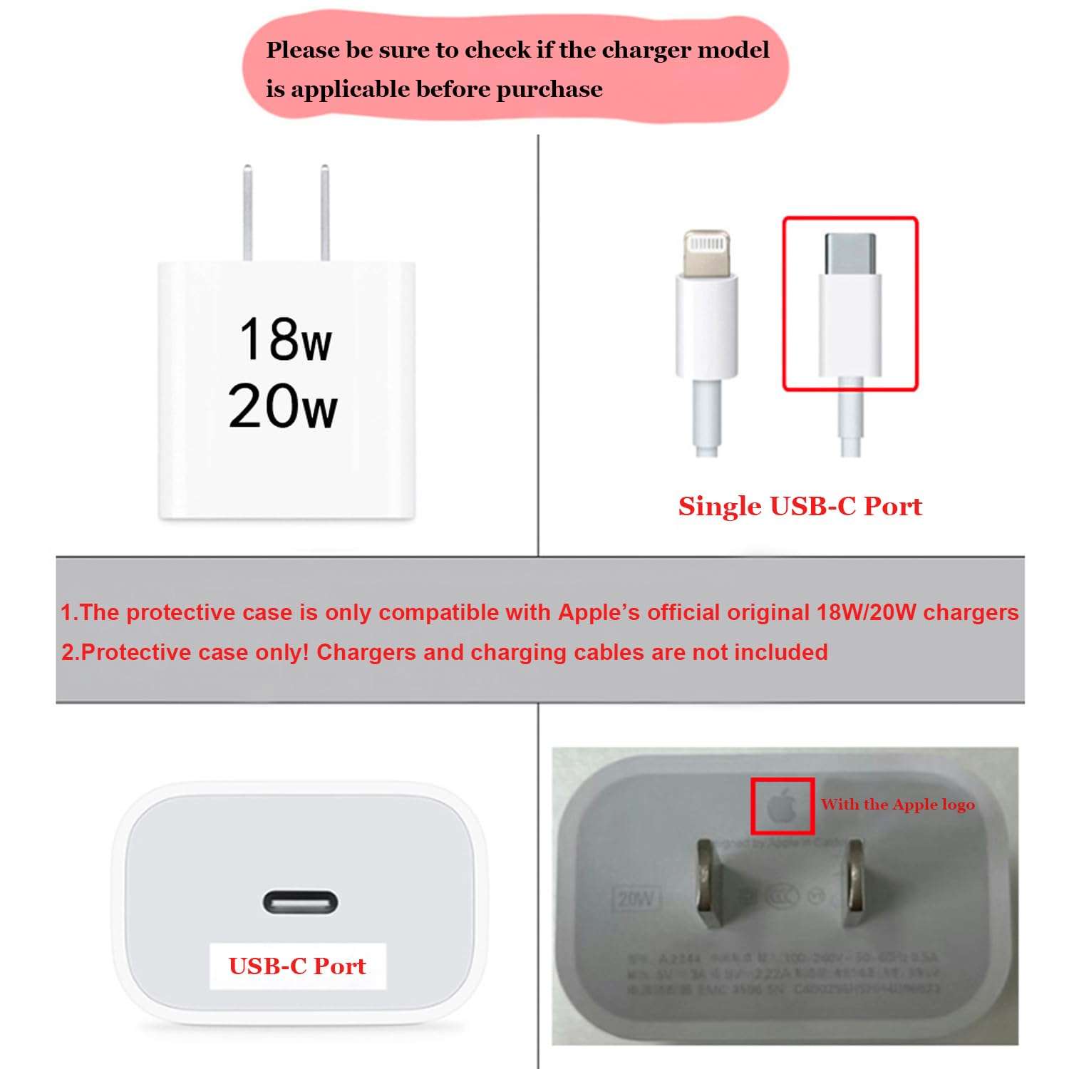 Seanai 5in1 18W/20W Charger Case Compatible with Apple 20W Power Adapters, Lovely Charger Cover & Cable Protector for iPhone Pro Max & MacBook Neo 13 Inch Charging Cables, Pink Crystal Butterfly 3