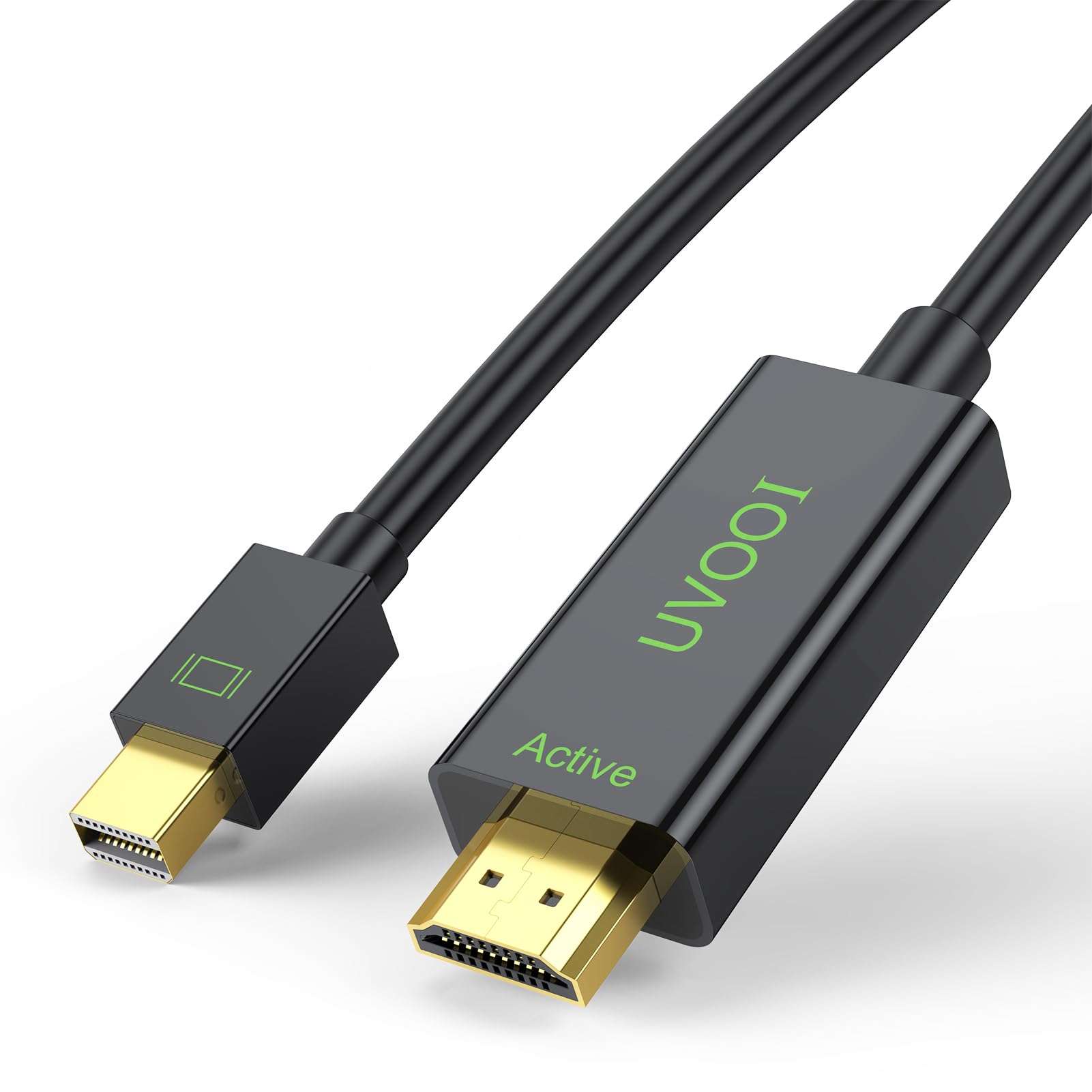 UVOOI Active Mini DisplayPort to HDMI 2.0 Adapter Cable 6 Feet, Mini DP to HDMI Active Cable Supporting Eyefinity Technology & 4K@60Hz, 1440P@144Hz Resolution-A2 1