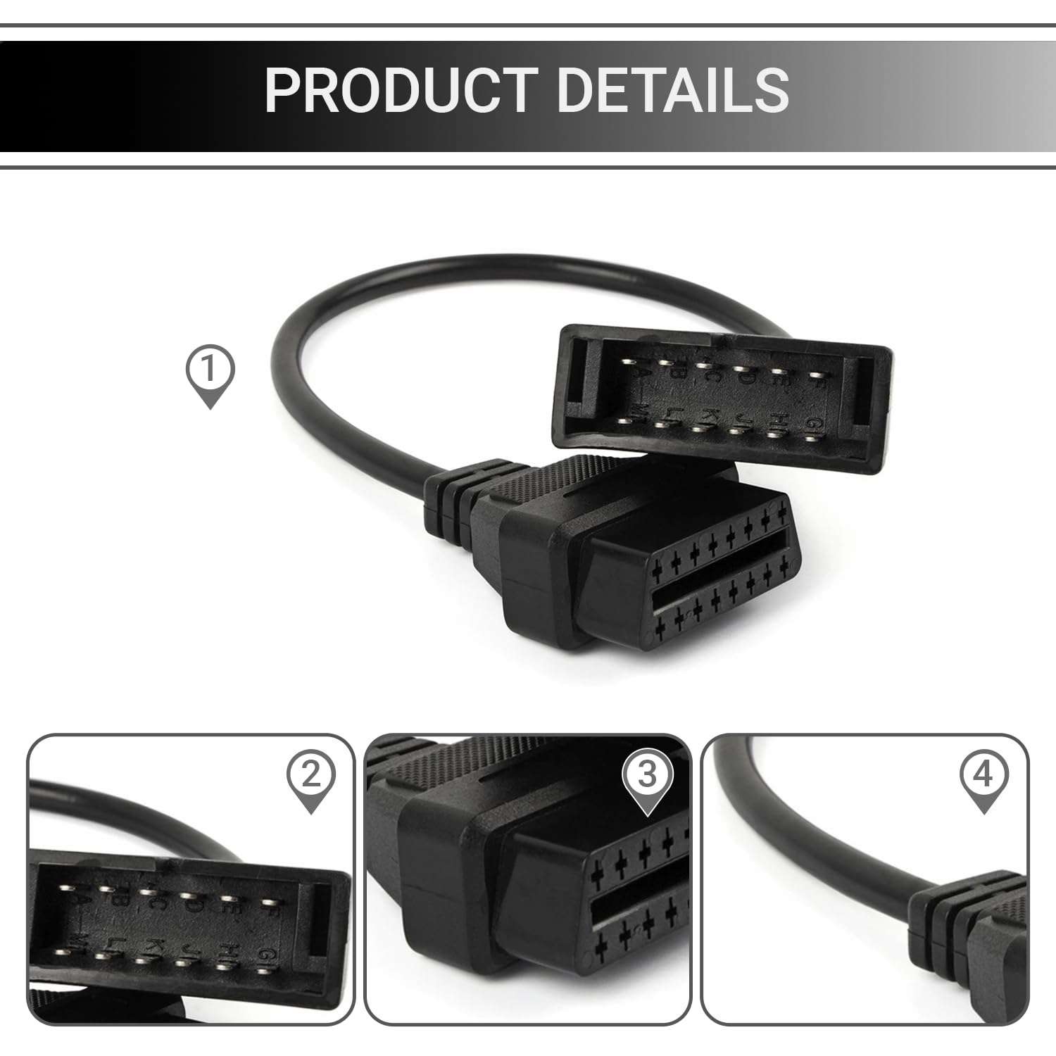YYTQP OBD1 Scanner Connector, OBD1 to OBD2 Adapter, Scanning Diagnostic Extension Tool Cable Connector, Compatible with 12 Pin Adapter 4