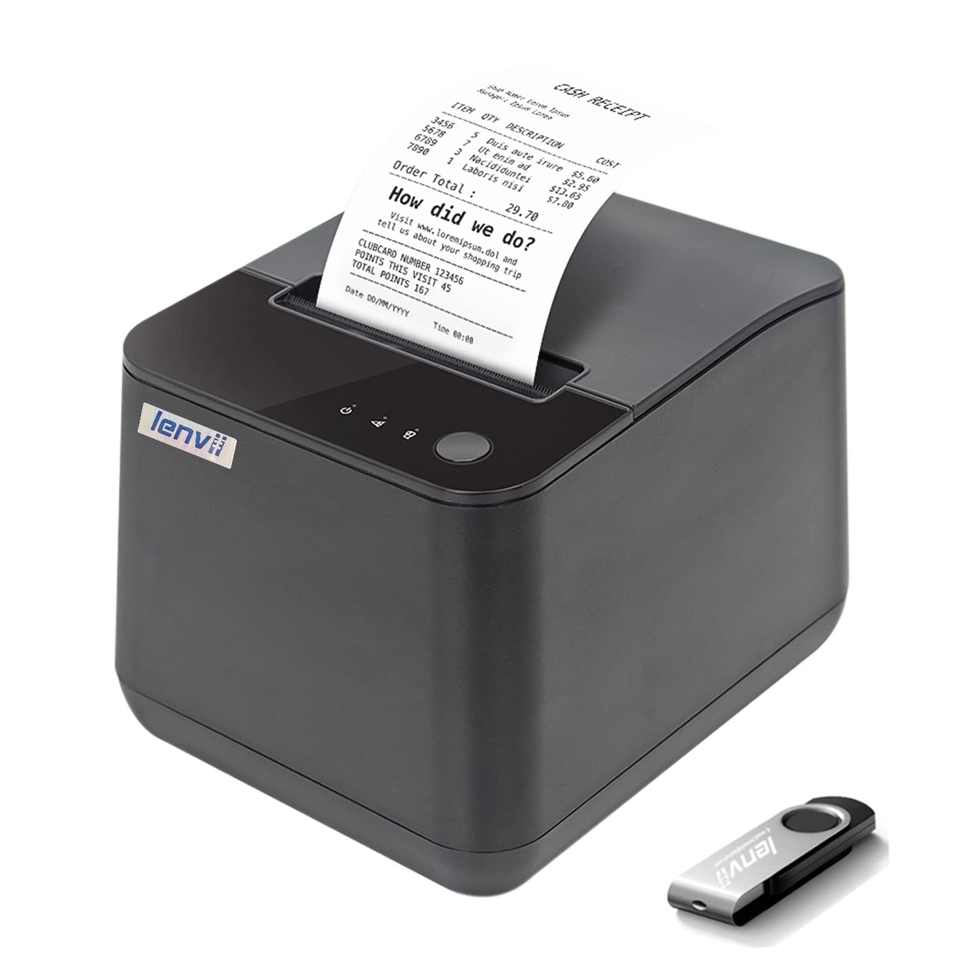 LENVII LV-R380 80MM POS Thermal Printer with Auto Cutter POS Receipt Printer, USB & LAN Port,Compatible Windows & Mac use for Retail Store/Supermarket/Kitchen/Clothing Store 1