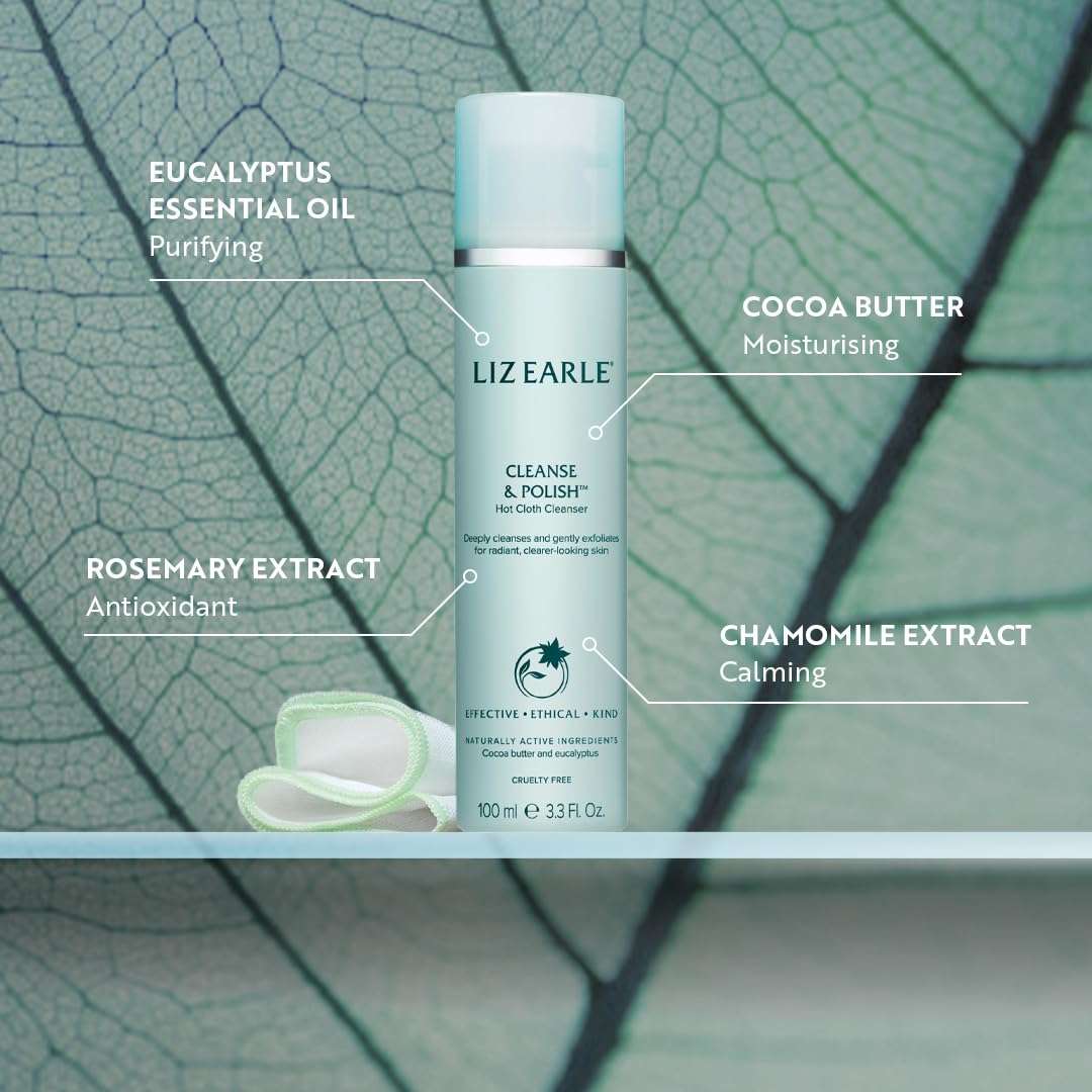 Liz Earle Cleanse & Polish Hot Cloth Face Wash - Gentle Facial Cleanser & Exfoliating Cotton Cloth - Boosts Hydration and Reveals Instant Radiance (100ml) 3